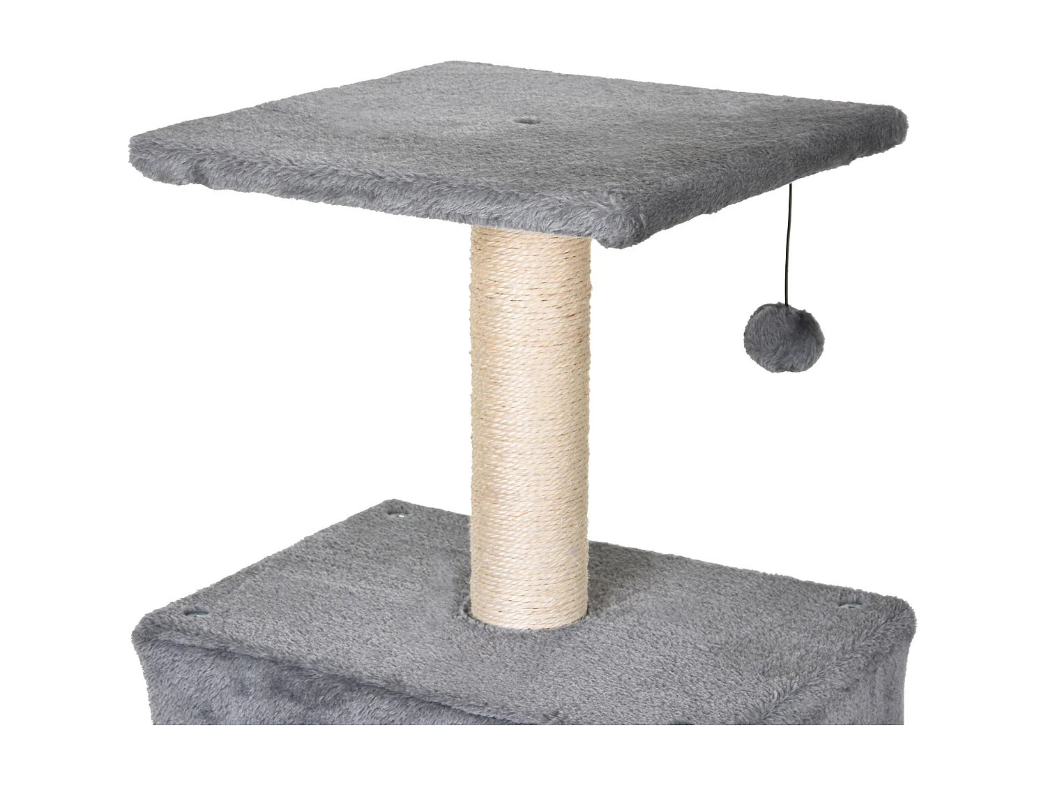 Albero tiragraffi con cuccia in peluche grigio e corda sisal 60x49x130cm