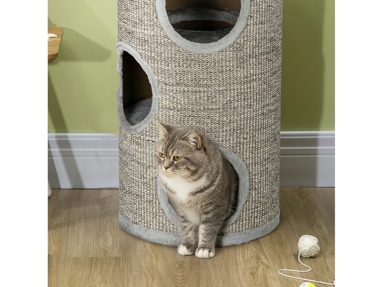 Cuccia per gatti a 3 livelli con tiragraffi in sisal e peluche ø38x70cm