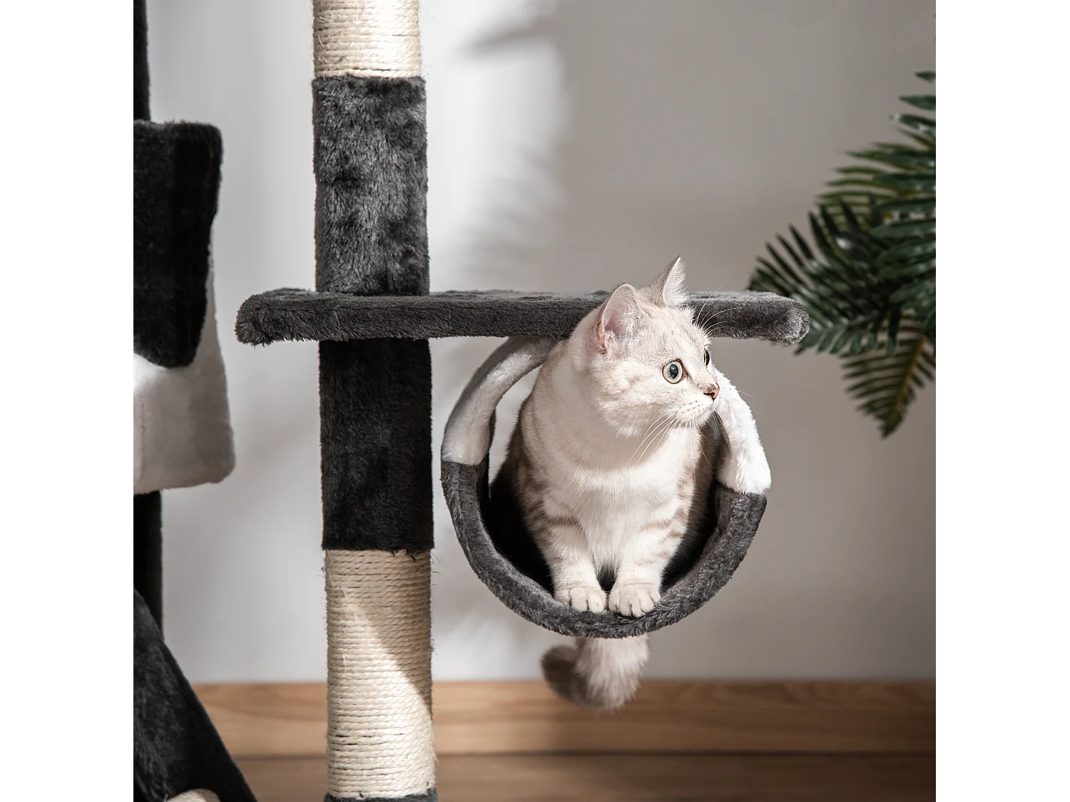 Tiragraffi a soffitto multilivello 240-260cm, cucce, scale, corde sisal