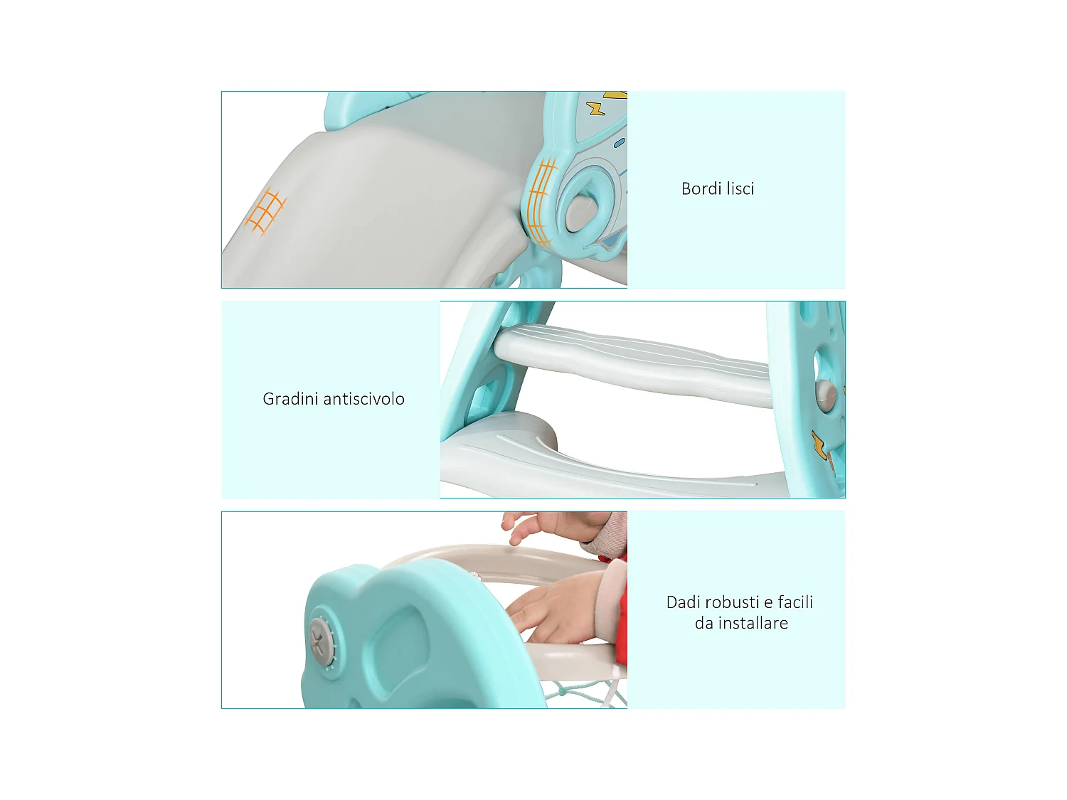 Scivolo per bambini 18+ mesi pieghevole con canestro blu e grigio