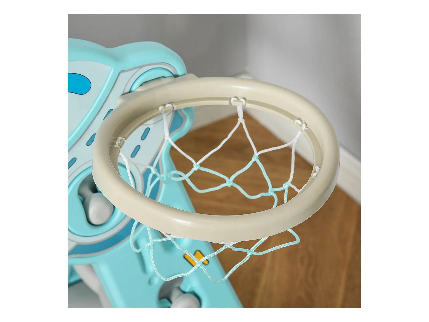 Scivolo per bambini 18+ mesi pieghevole con canestro blu e grigio