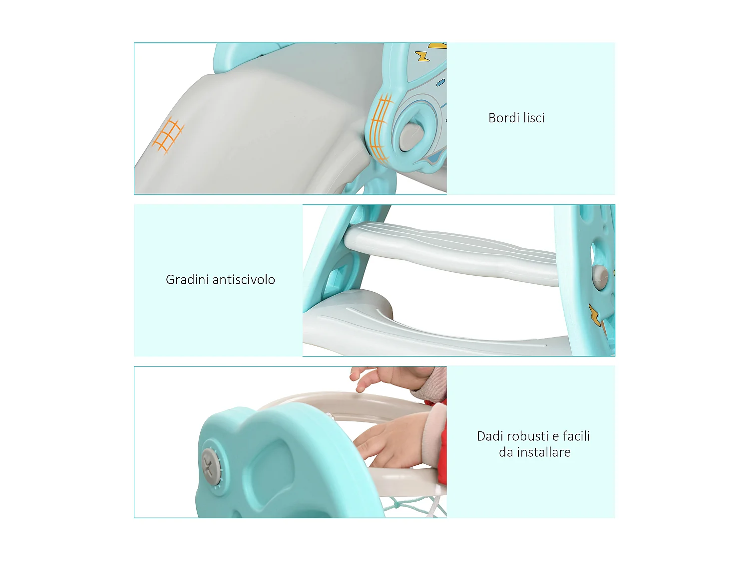 Scivolo per bambini 18+ mesi pieghevole con canestro blu e grigio