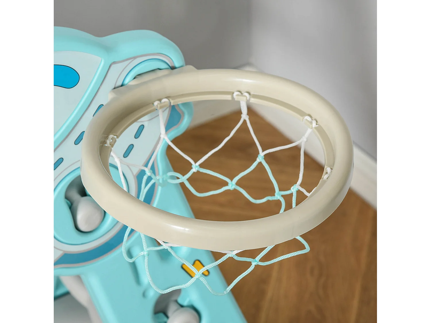 Scivolo per bambini 18+ mesi pieghevole con canestro blu e grigio