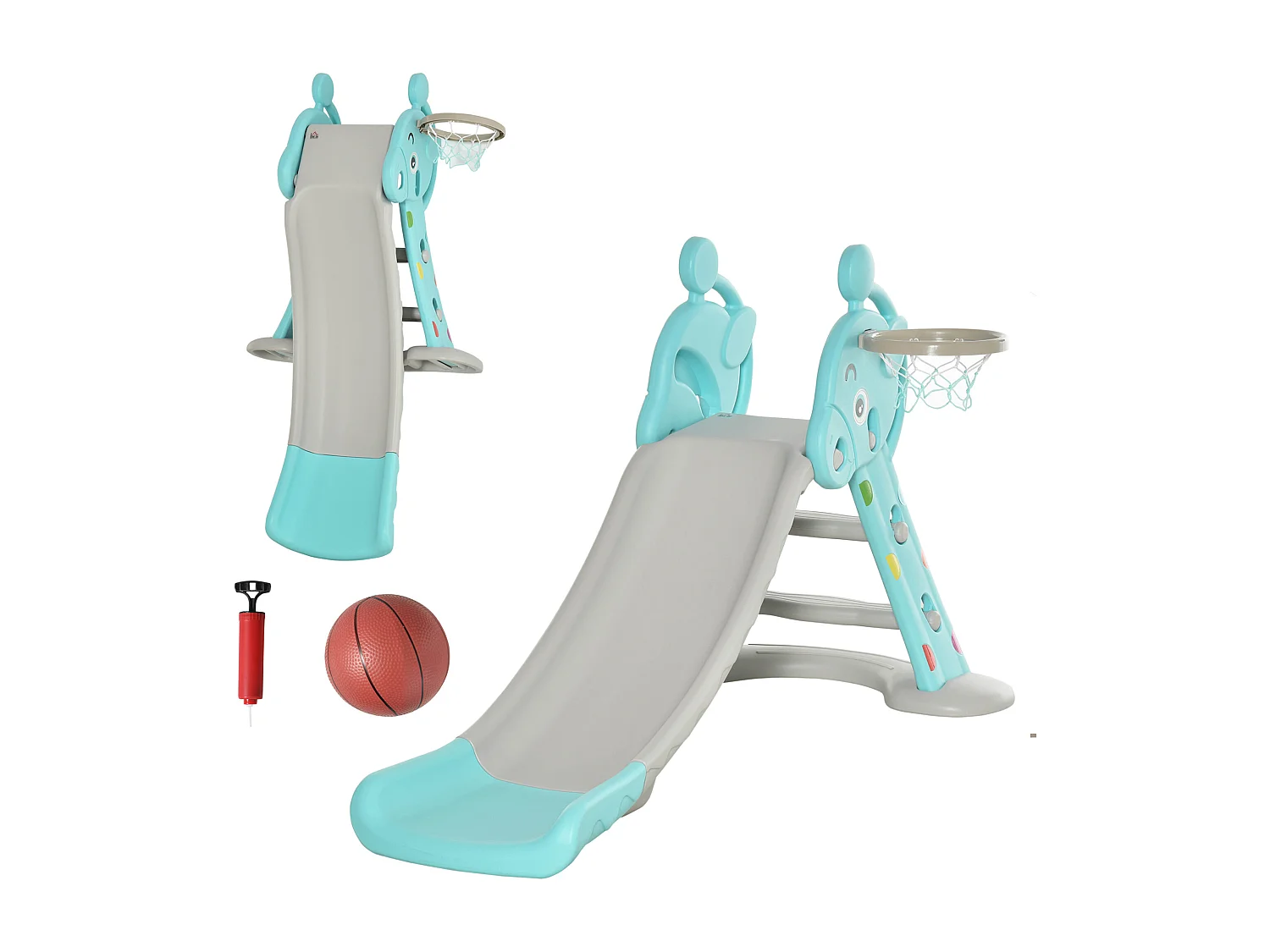 Scivolo bambini con canestro basket 2-4 anni grigio 147x82x85.5cm