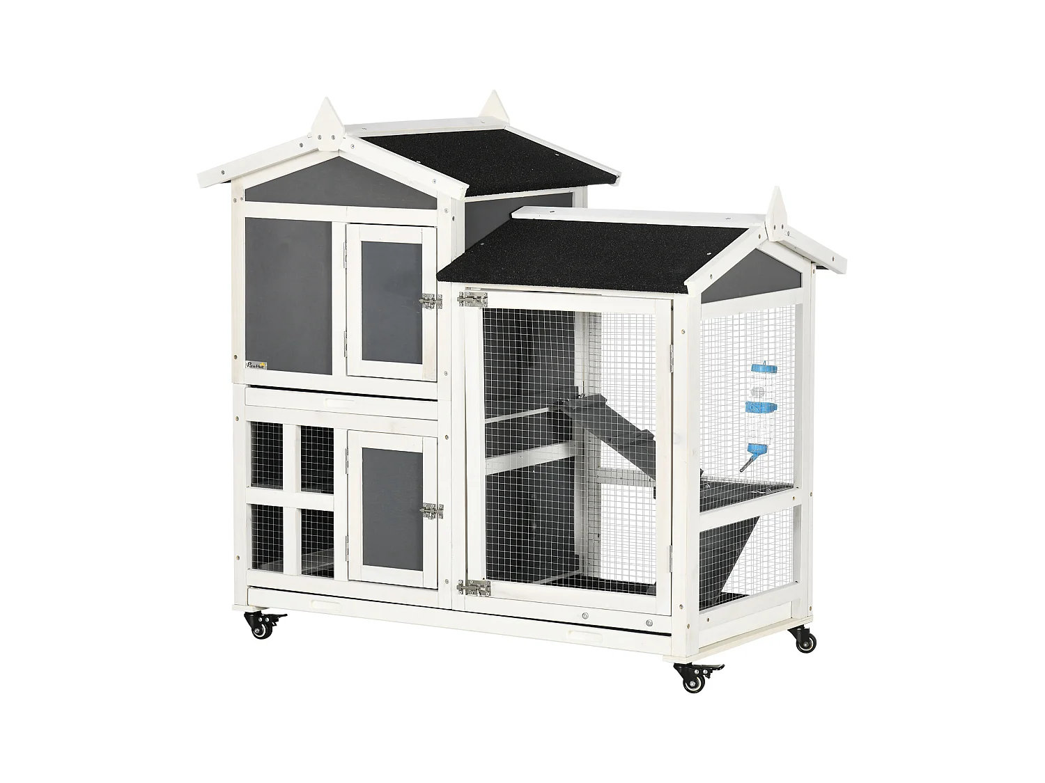 Conigliera da esterno per 2 conigli in legno di abete e tetto in bitume