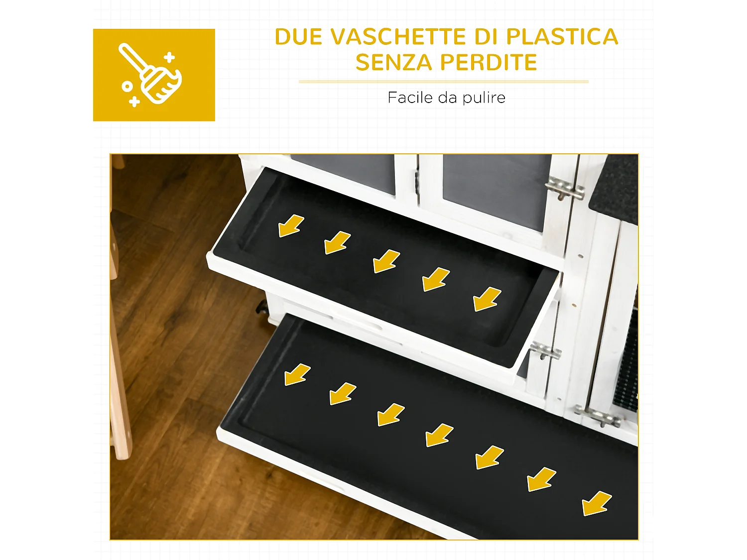 Conigliera da esterno per 2 conigli in legno di abete e tetto in bitume