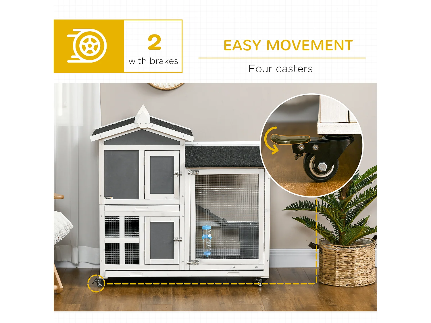 Conigliera da esterno per 2 conigli in legno di abete e tetto in bitume