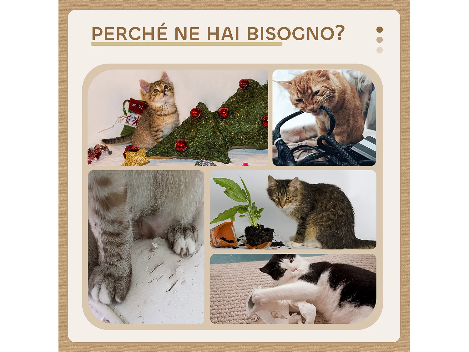 Albero per gatti con casetta, lettino e tiragraffi in juta grigio