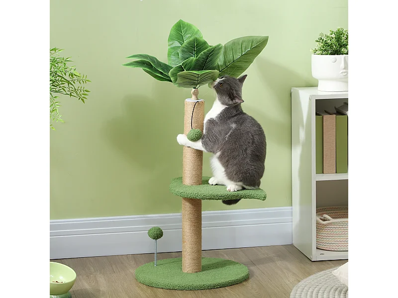 Albero per gatti con tiragraffi, piattaforme e palline ø40x83 cm verde