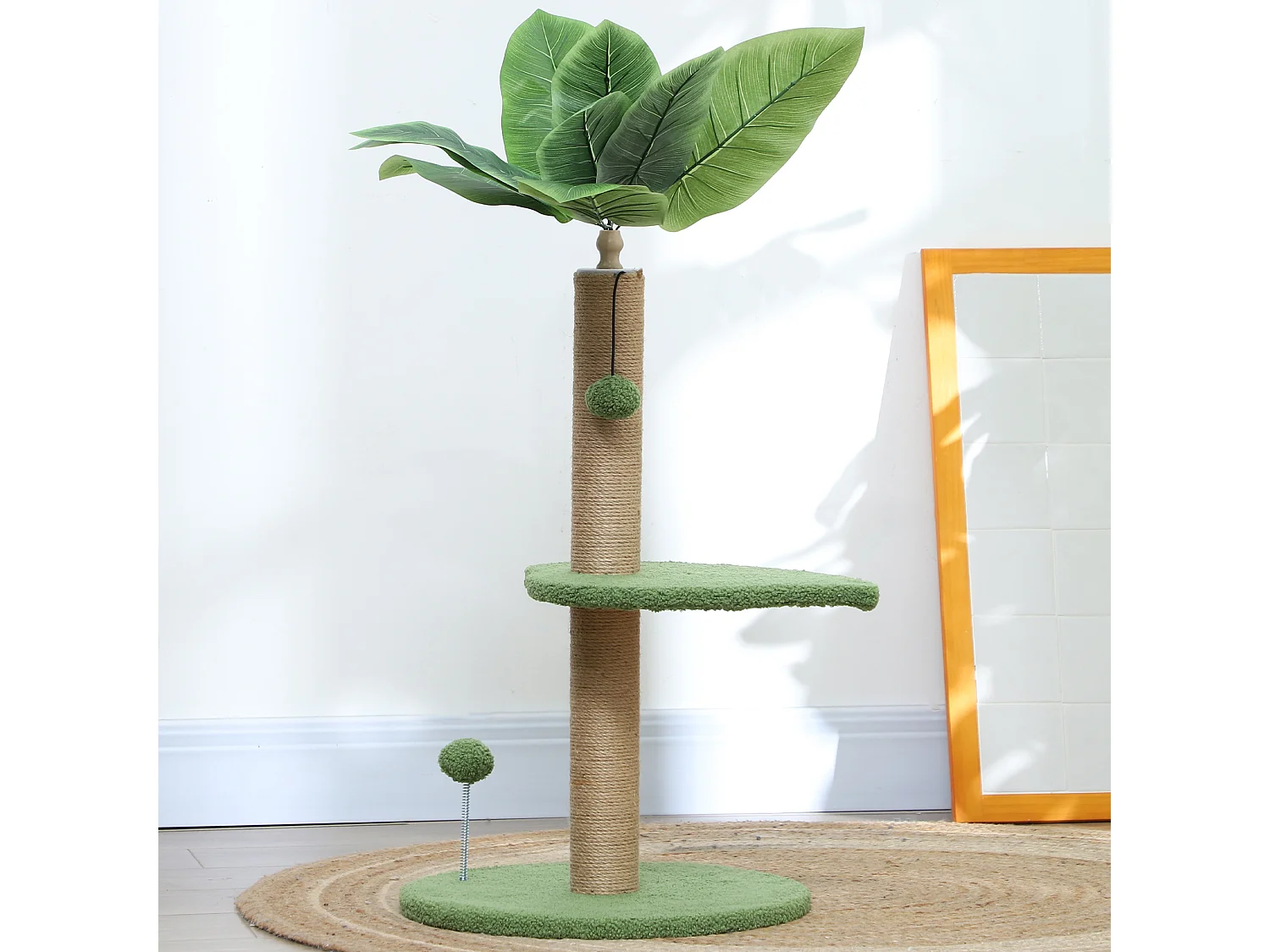 Albero per gatti con tiragraffi, piattaforme e palline ø40x83 cm verde
