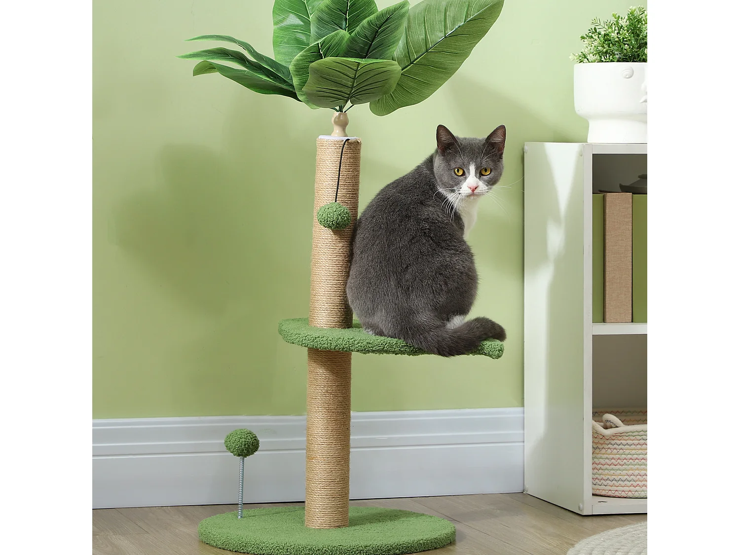 Albero per gatti con tiragraffi, piattaforme e palline ø40x83 cm verde