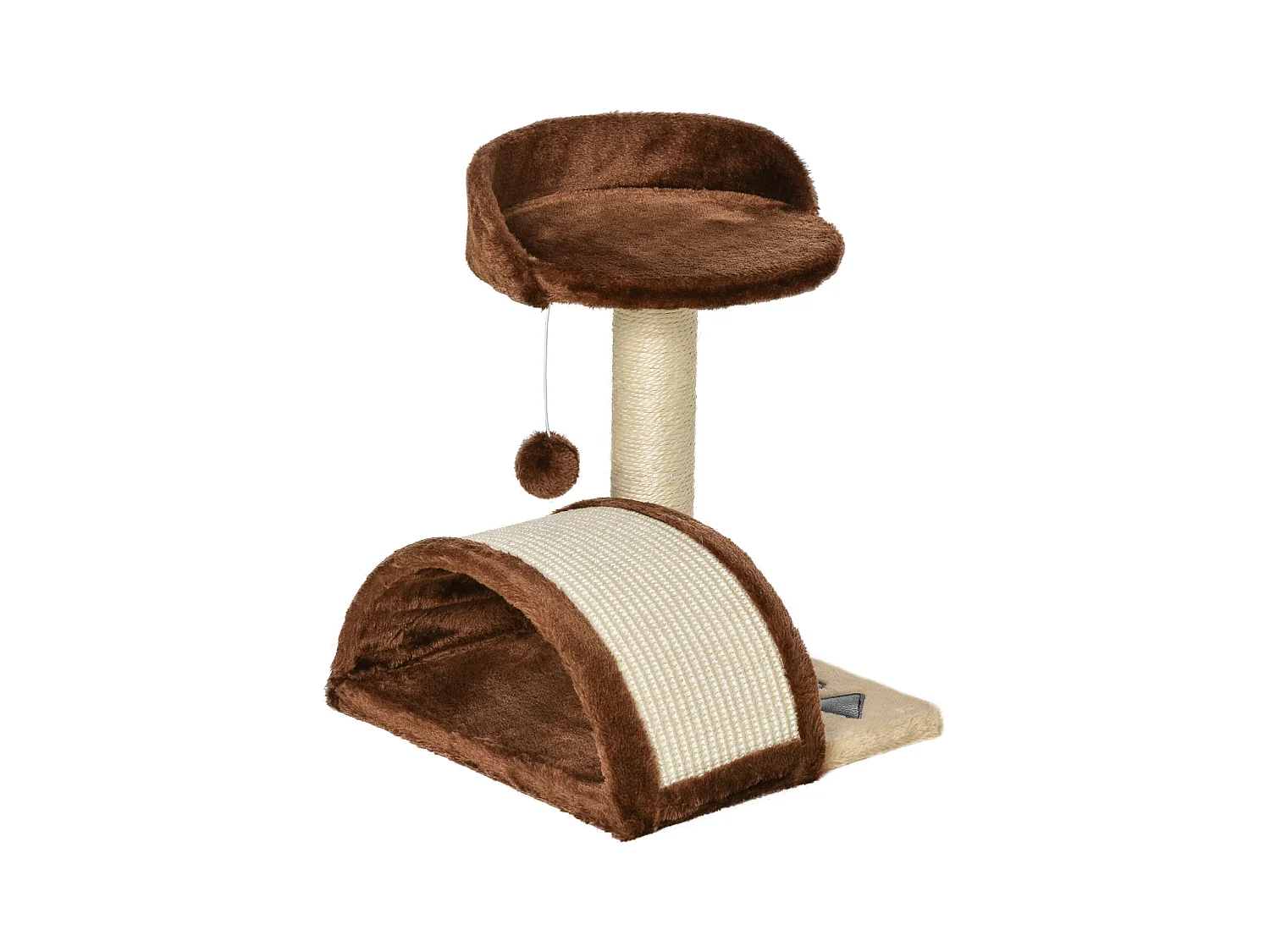 Albero tiragraffi per gatti con cuccia e pali in sisal 36x36x44cm marrone