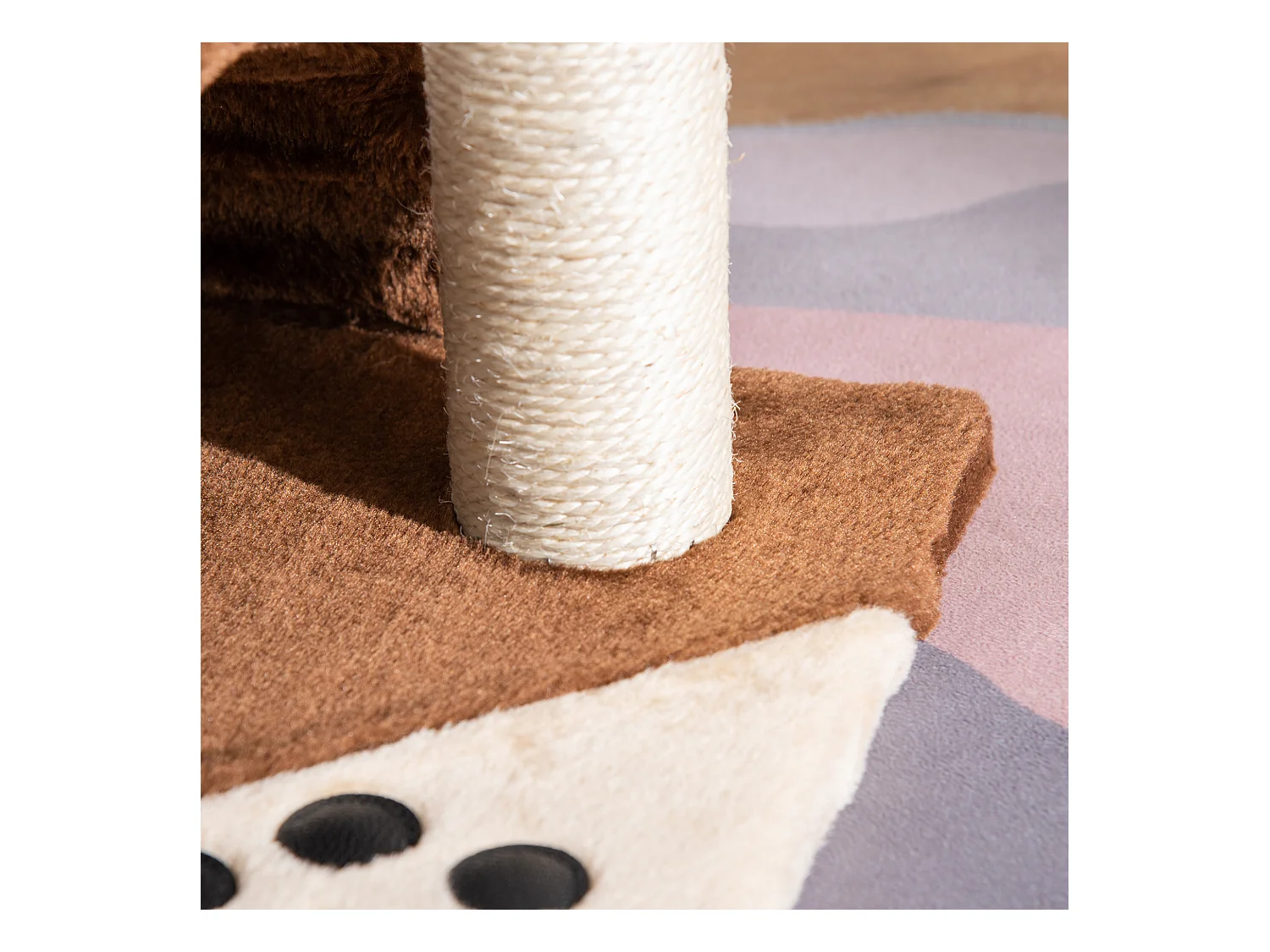 Albero tiragraffi per gatti con cuccia e pali in sisal 36x36x44cm marrone