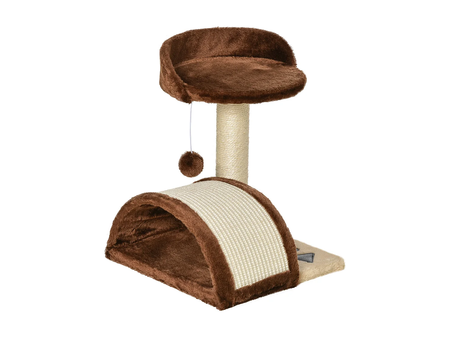 Albero tiragraffi per gatti con cuccia e pali in sisal 36x36x44cm marrone