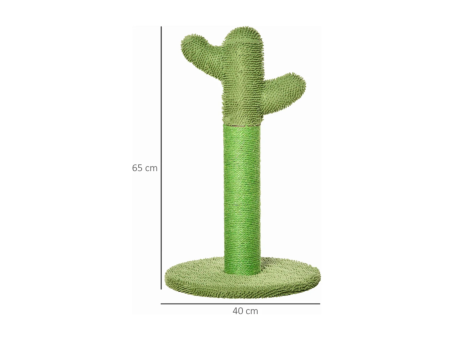 Albero tiragraffi per gatti a cactus con corde in sisal 40x40x65cm verde