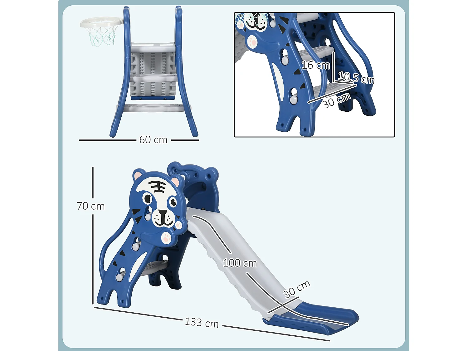 Scivolo per bambini 18-36 mesi con canestro basket in pe