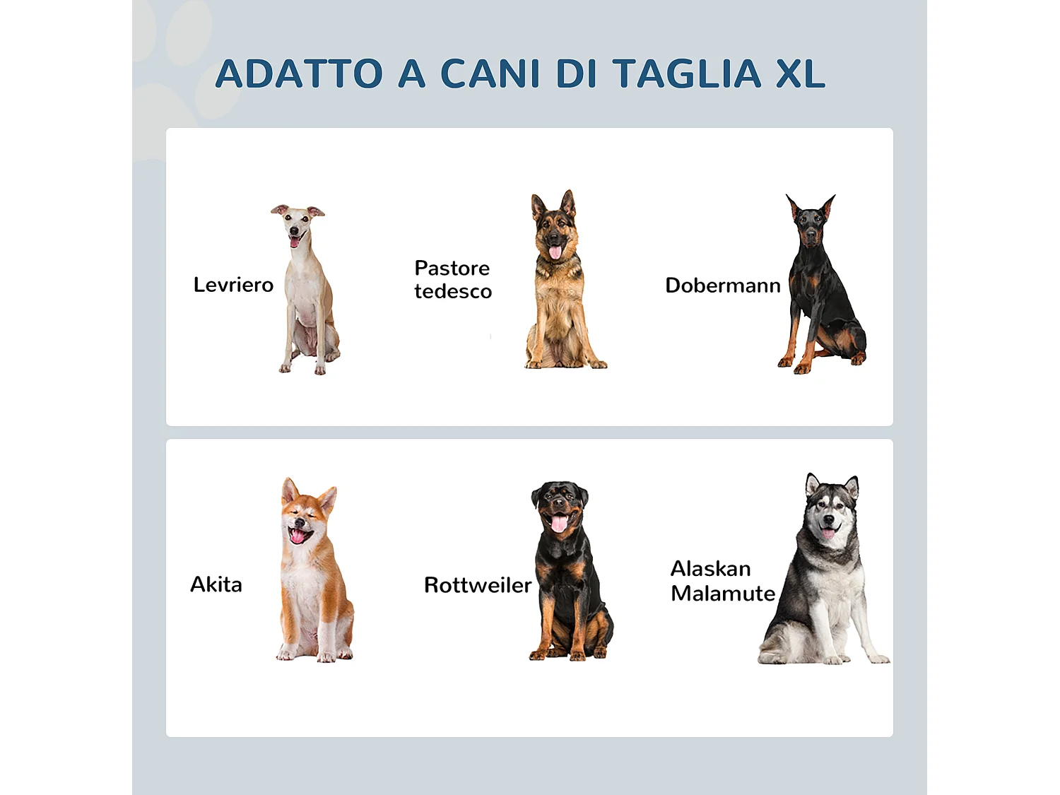 Ciotole rialzate per cani grandi in mdf e acciaio inox 60x30x41cm bianco