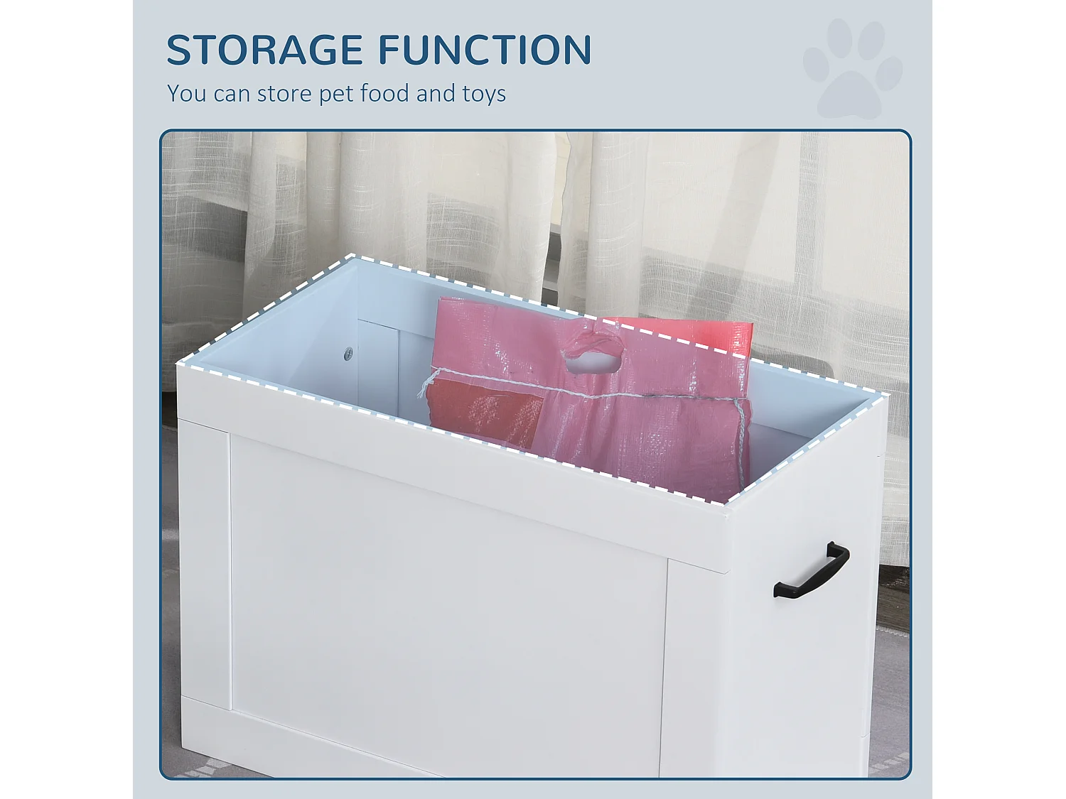 Ciotole rialzate per cani grandi in mdf e acciaio inox 60x30x41cm bianco