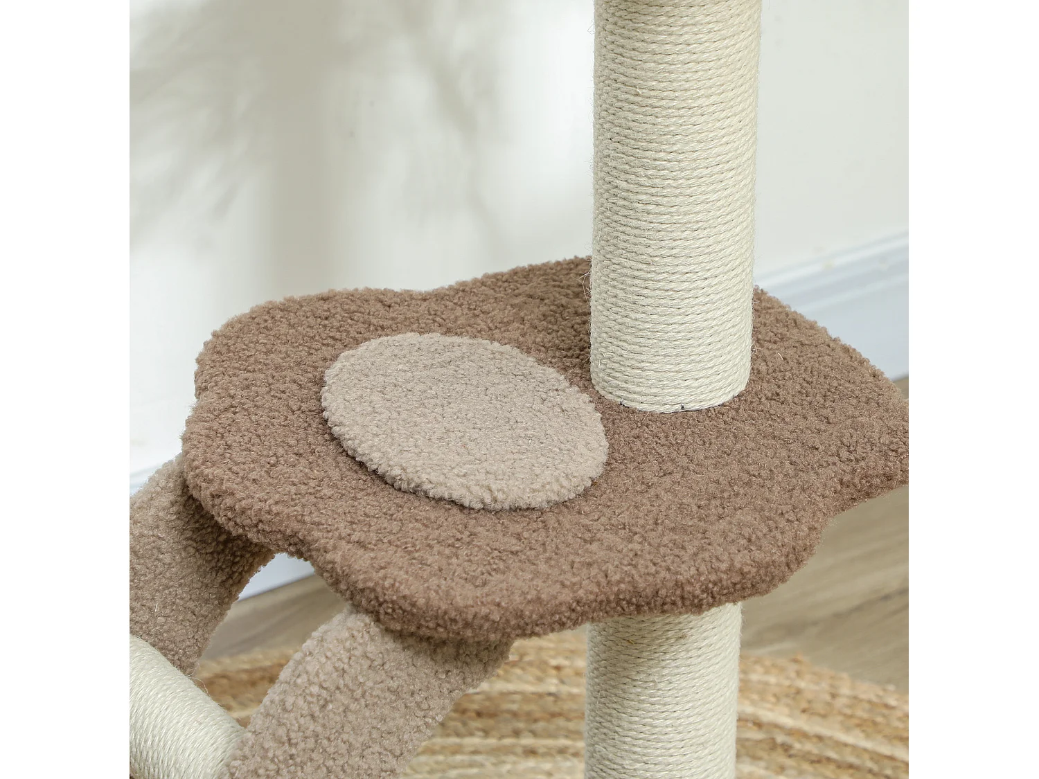 Albero per gatti a 3 livelli con trespolo e pallina bianco marrone