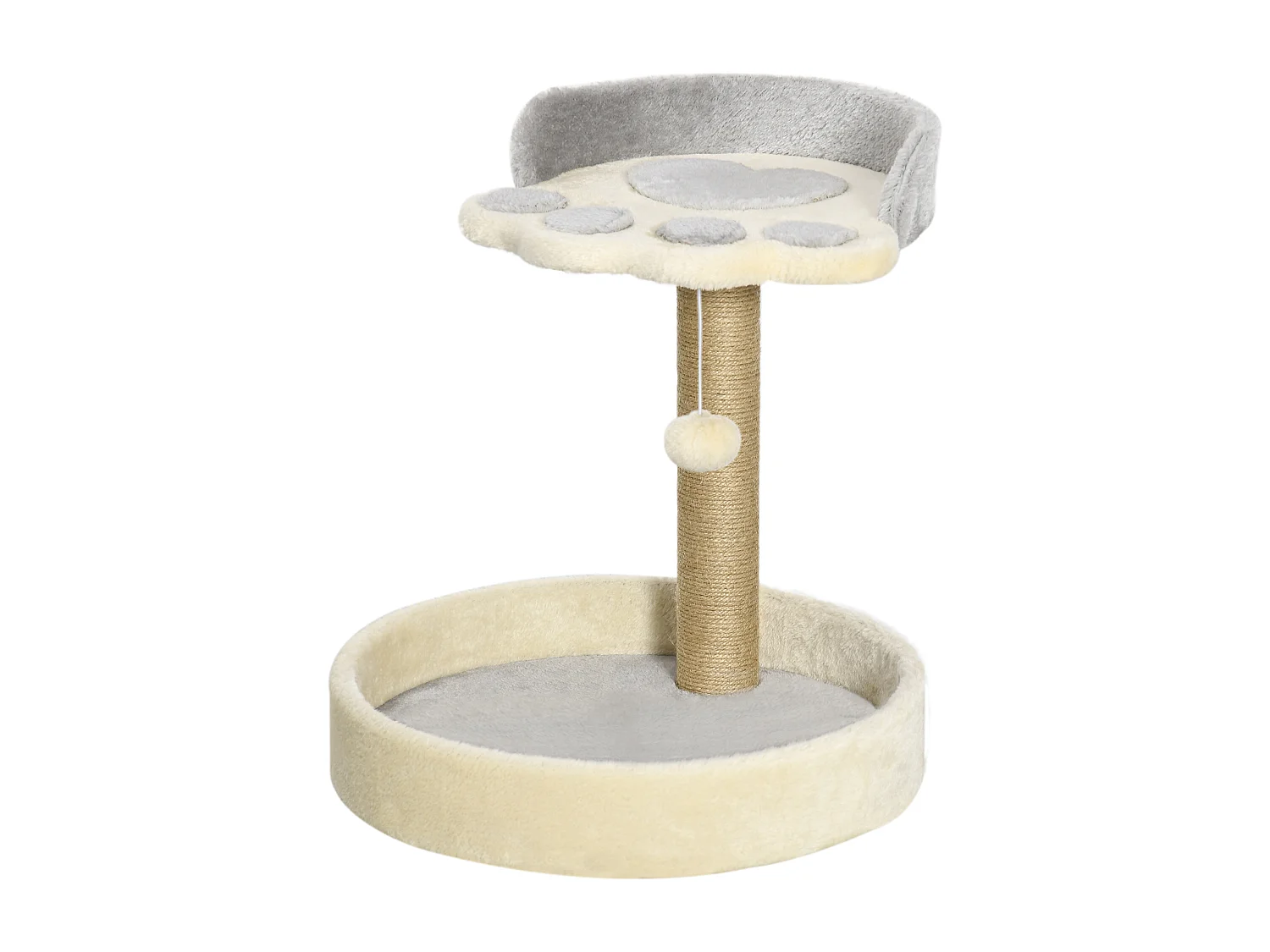 Tiragraffi per gatti con lettini e corda juta 41x41x44cm grigio e beige