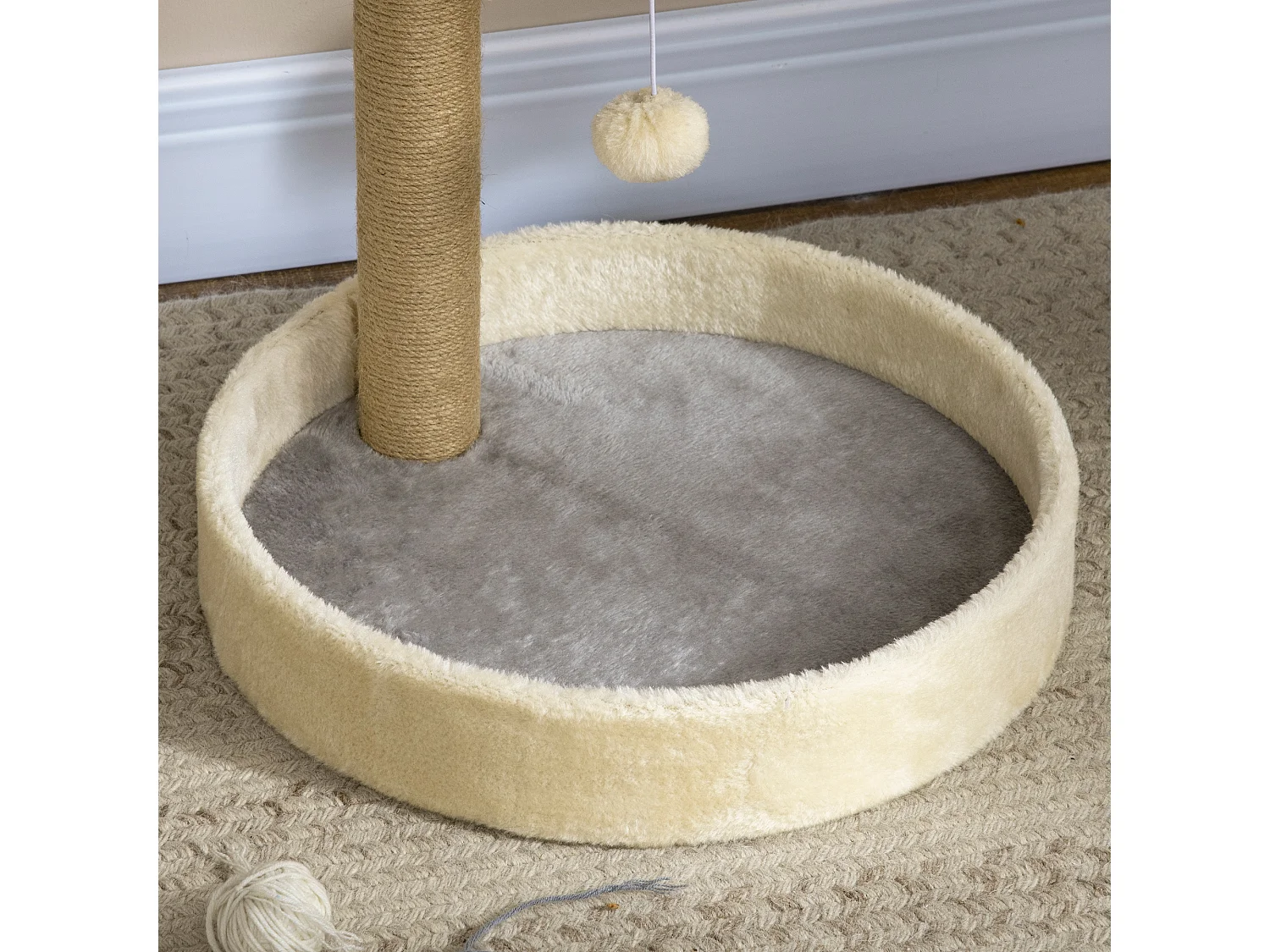 Tiragraffi per gatti con lettini e corda juta 41x41x44cm grigio e beige