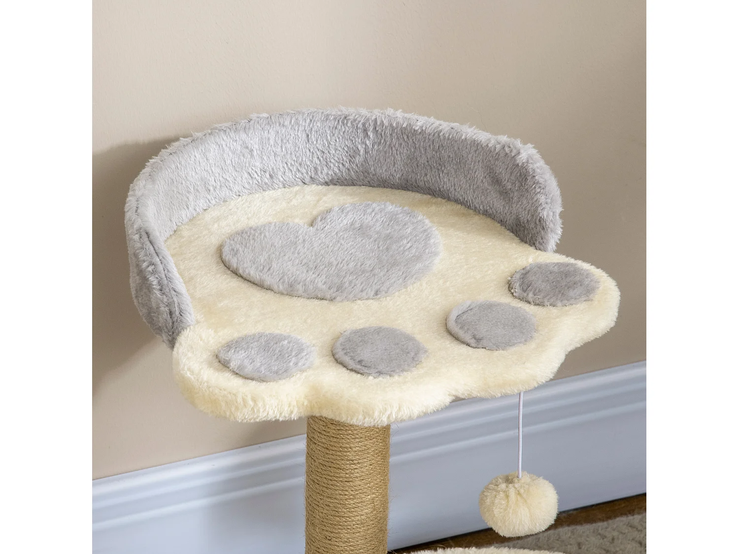 Tiragraffi per gatti con lettini e corda juta 41x41x44cm grigio e beige