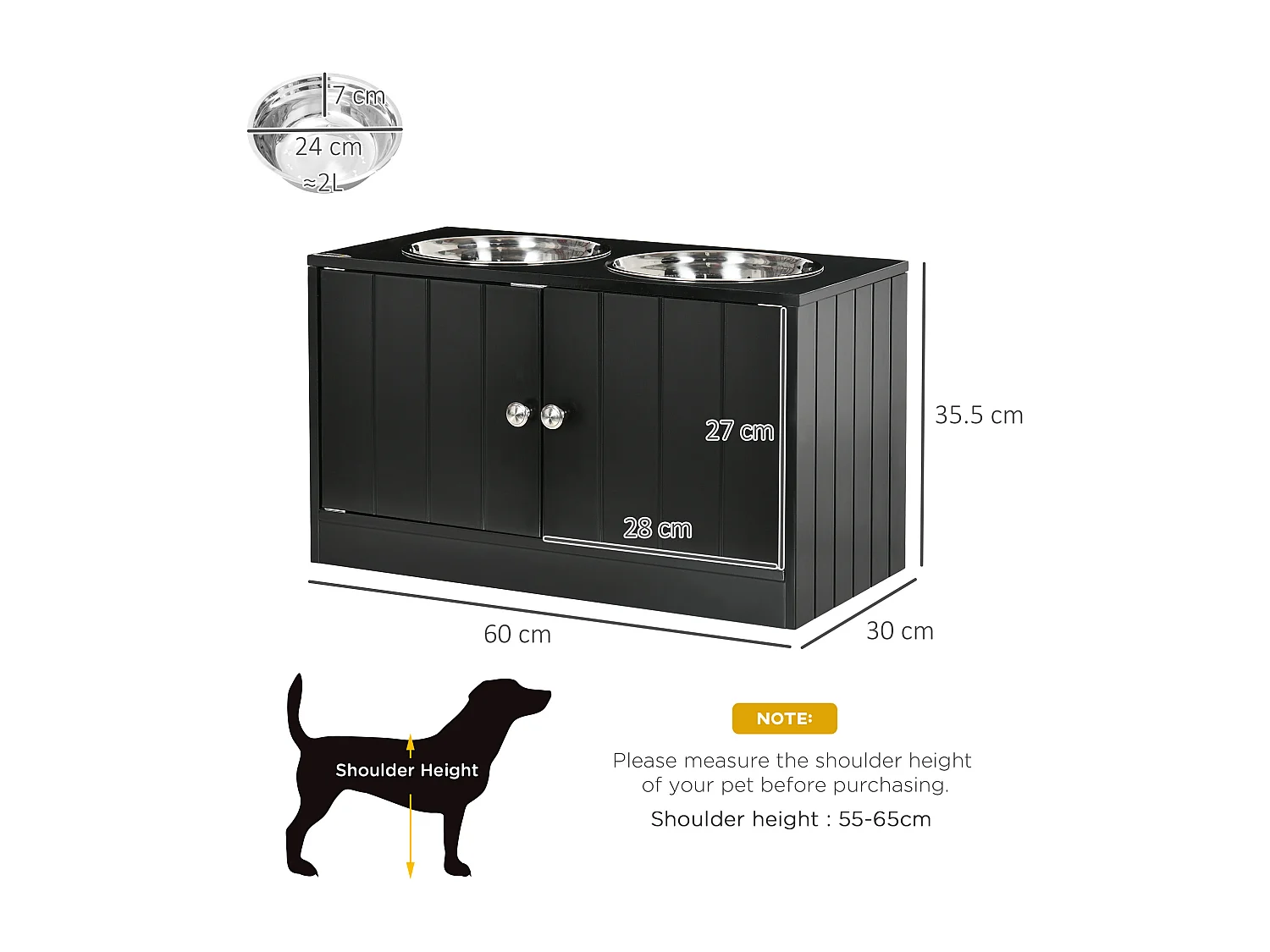 Ciotole per cani rialzate in acciaio inox rimovibili con vano contenitore