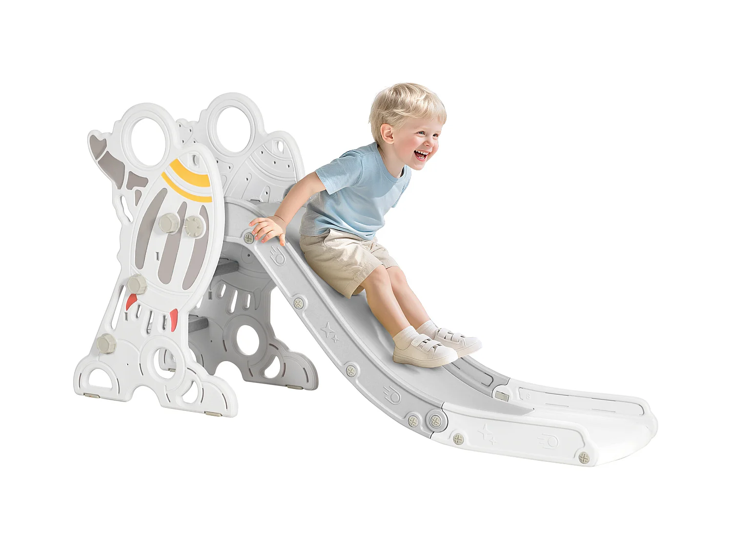 Scivolo per bambini 18-36 mesi a tema spaziale grigio e bianco