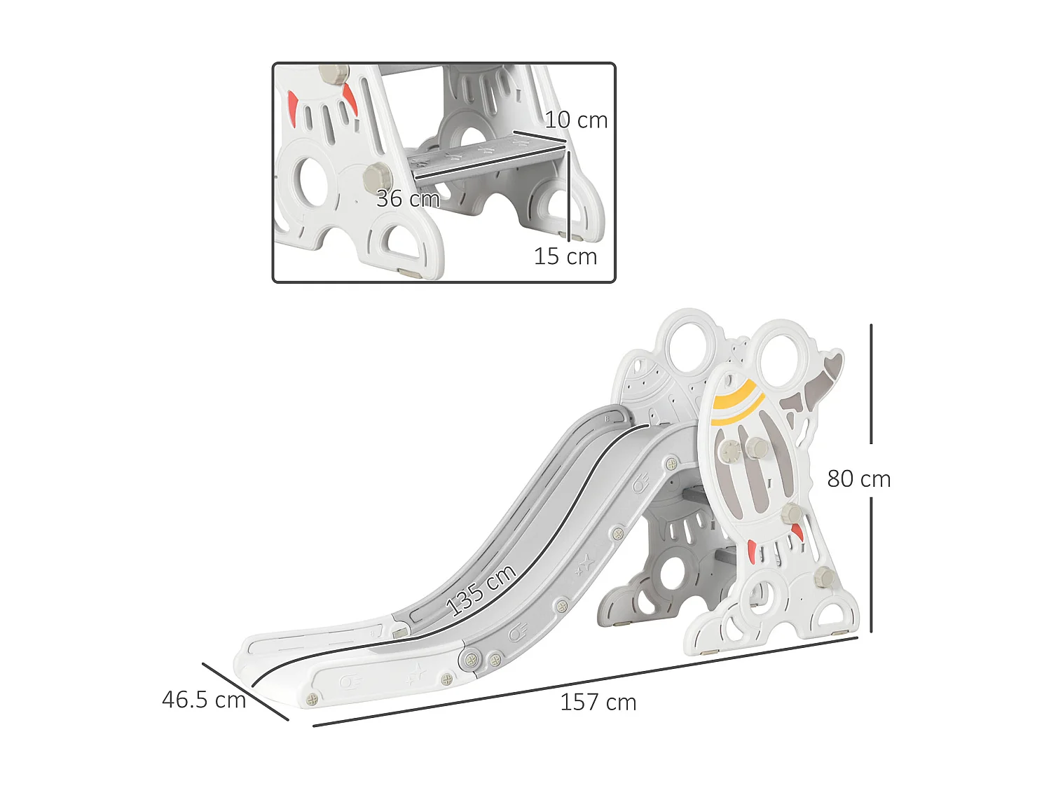 Scivolo per bambini 18-36 mesi a tema spaziale grigio e bianco