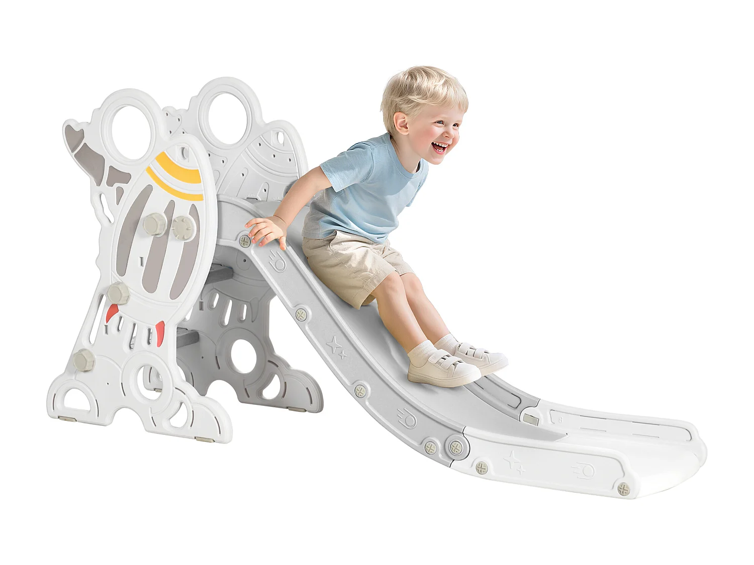 Scivolo per bambini 18-36 mesi a tema spaziale grigio e bianco