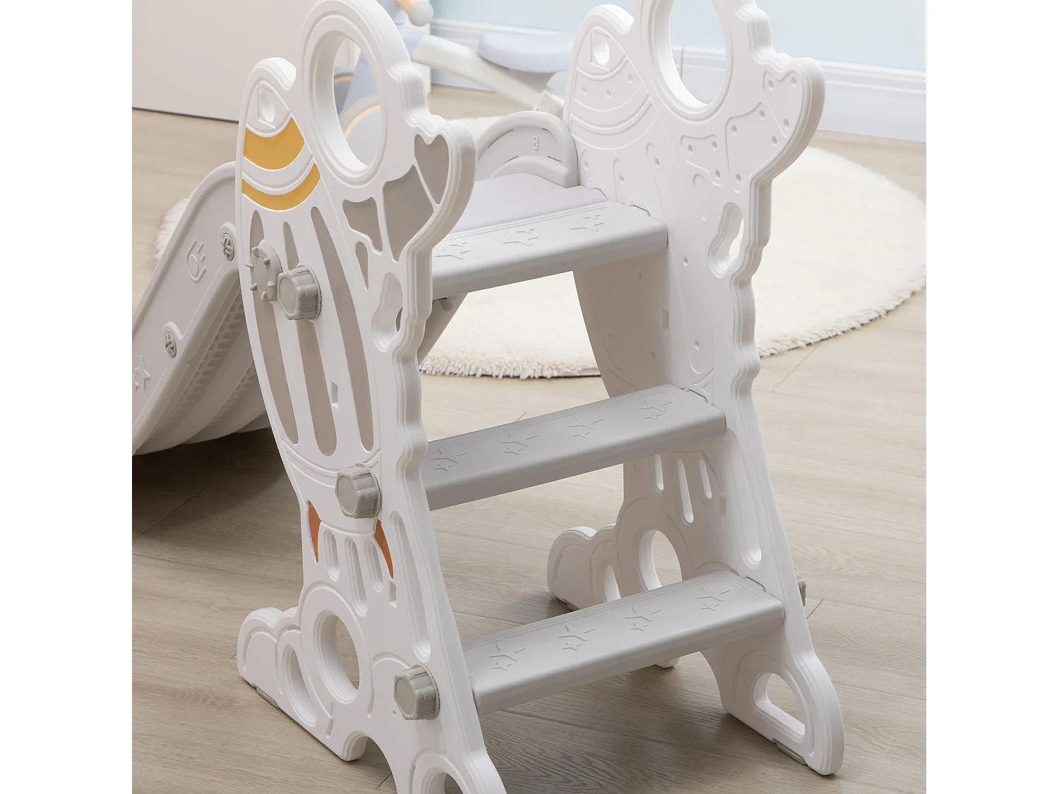 Scivolo per bambini 18-36 mesi a tema spaziale grigio e bianco