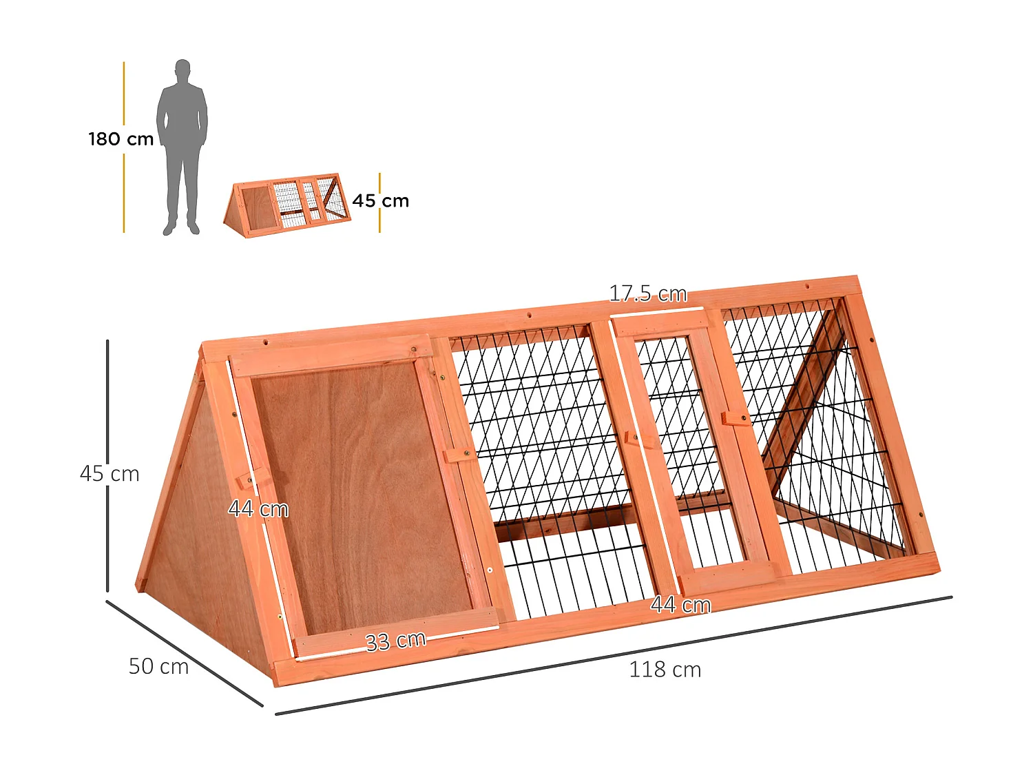 Gabbia per conigli e piccoli animali da esterno in legno di abete