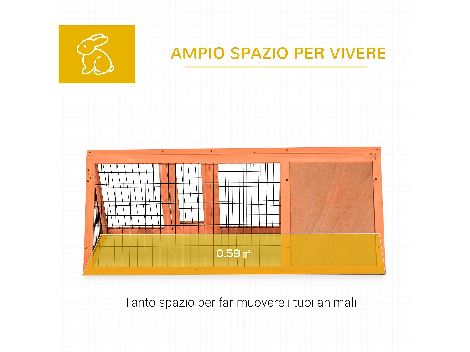 Gabbia per conigli e piccoli animali da esterno in legno di abete