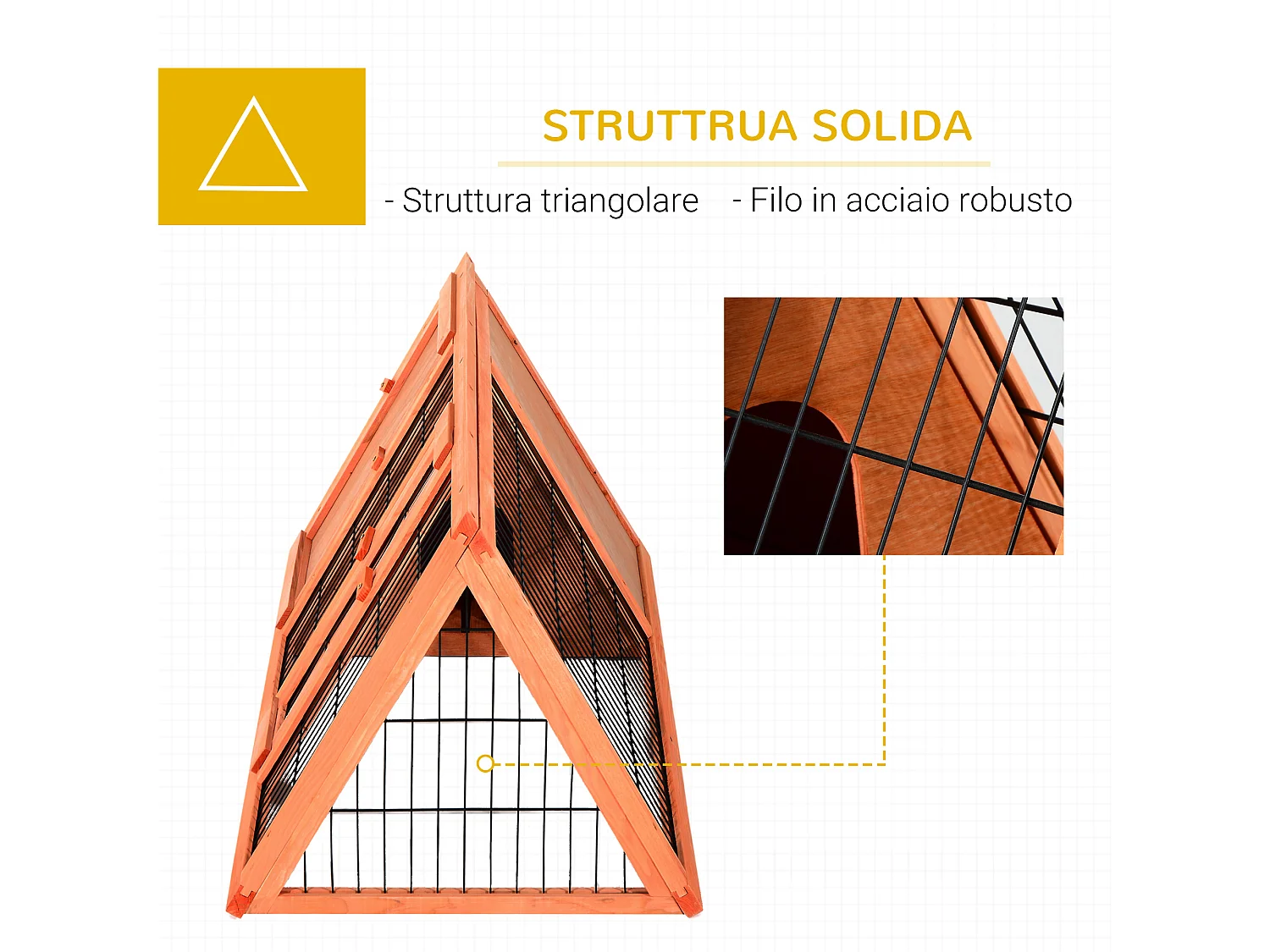 Gabbia per conigli e piccoli animali da esterno in legno di abete
