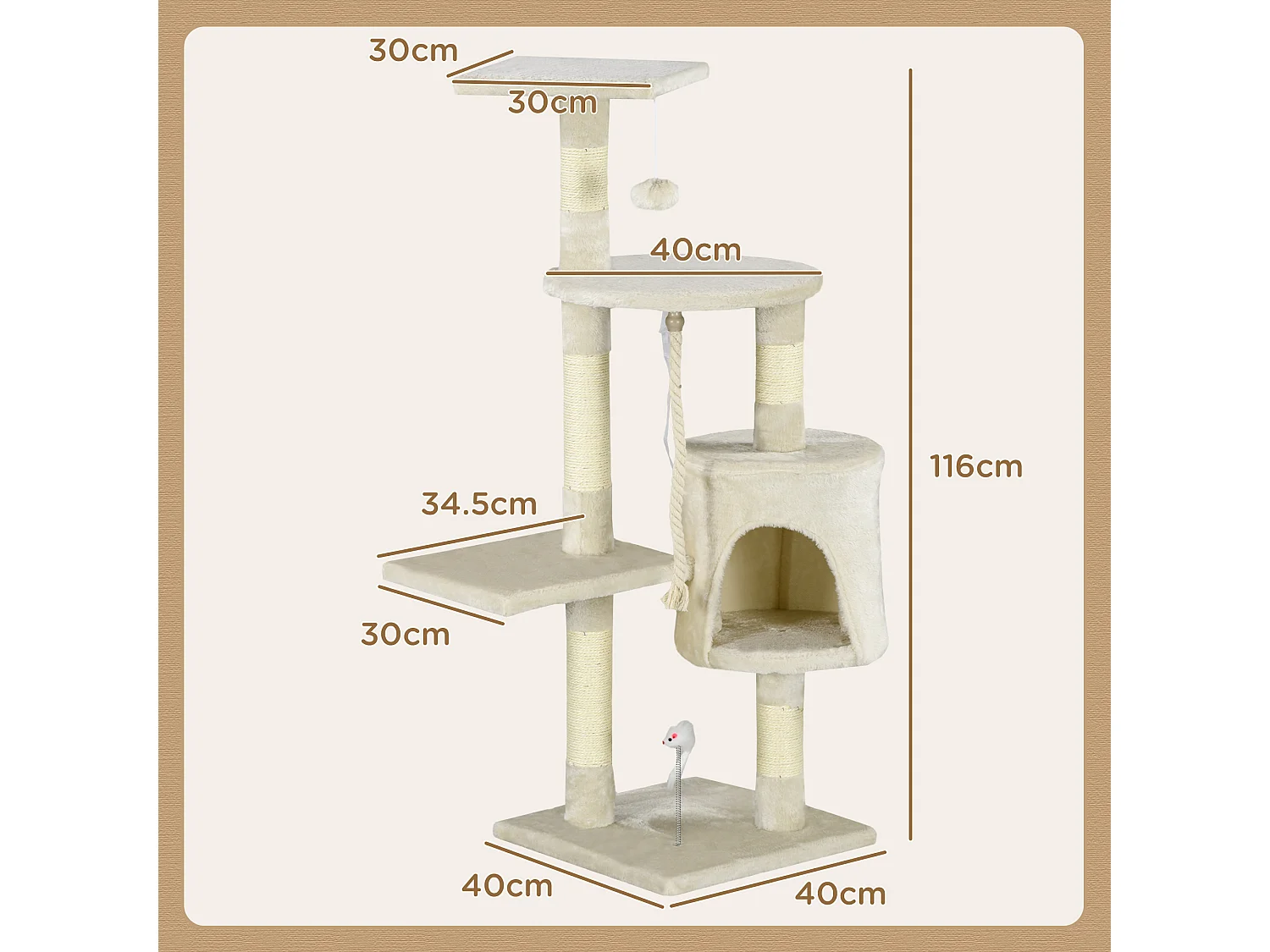 Albero tiragraffi per gatti struttura a colonna con cuccia