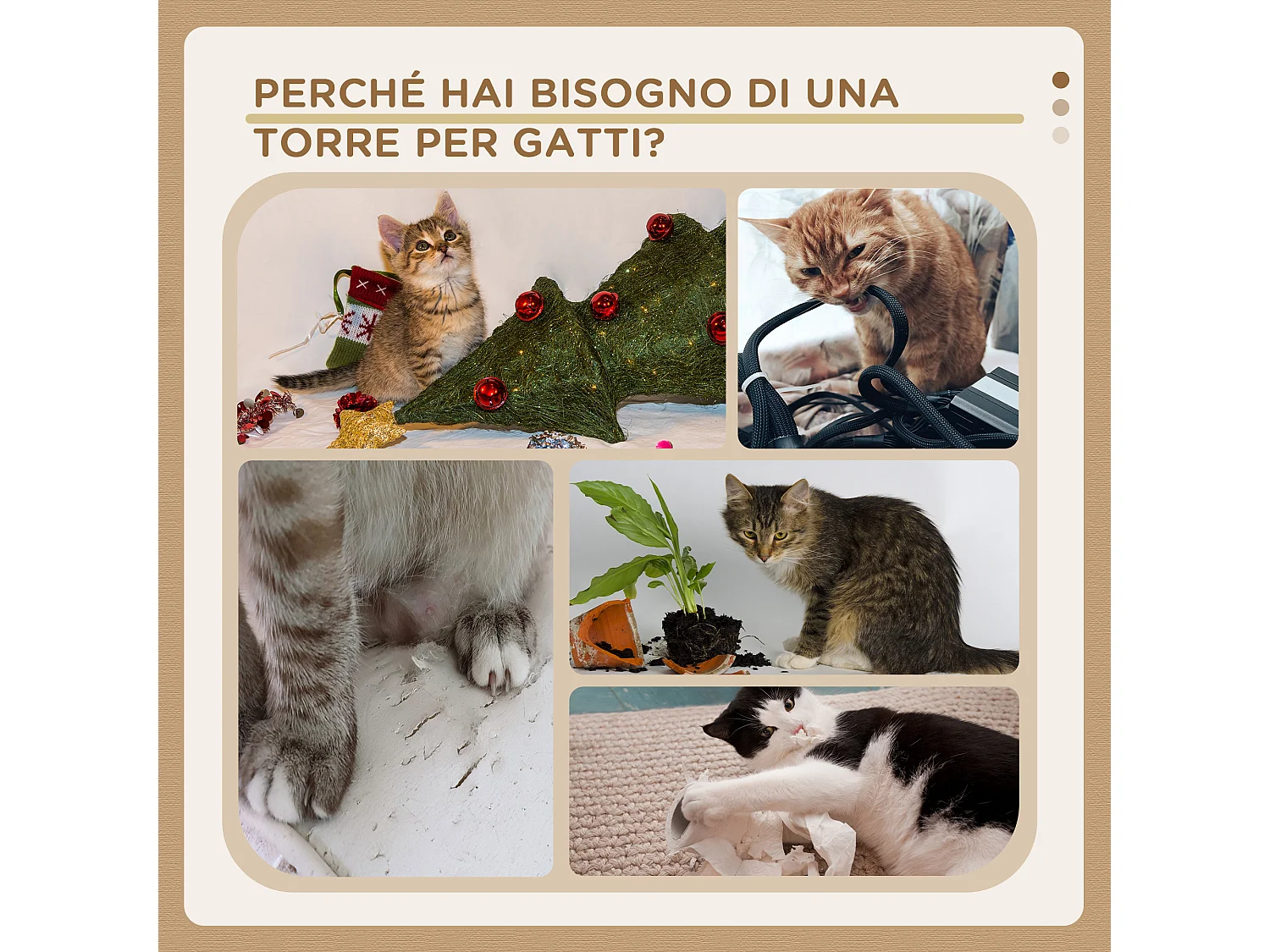 Albero tiragraffi per gatti struttura a colonna con cuccia