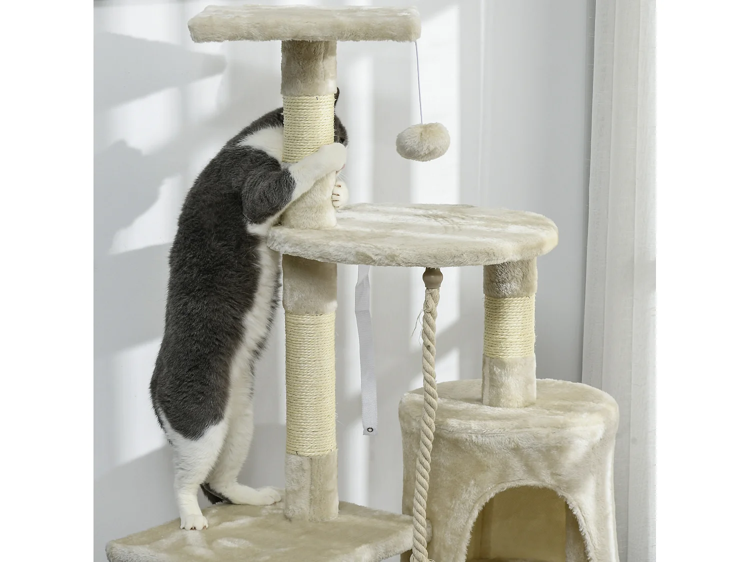 Albero tiragraffi per gatti struttura a colonna con cuccia