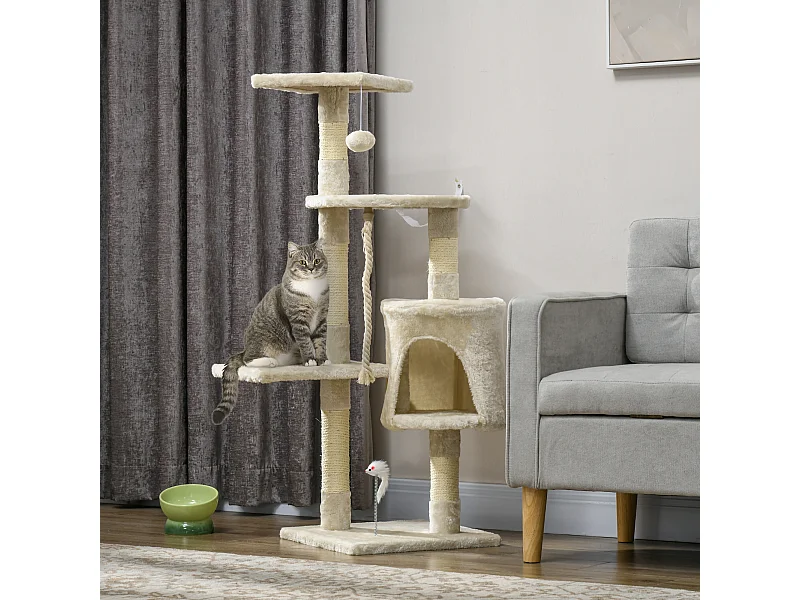 Albero tiragraffi per gatti struttura a colonna con cuccia