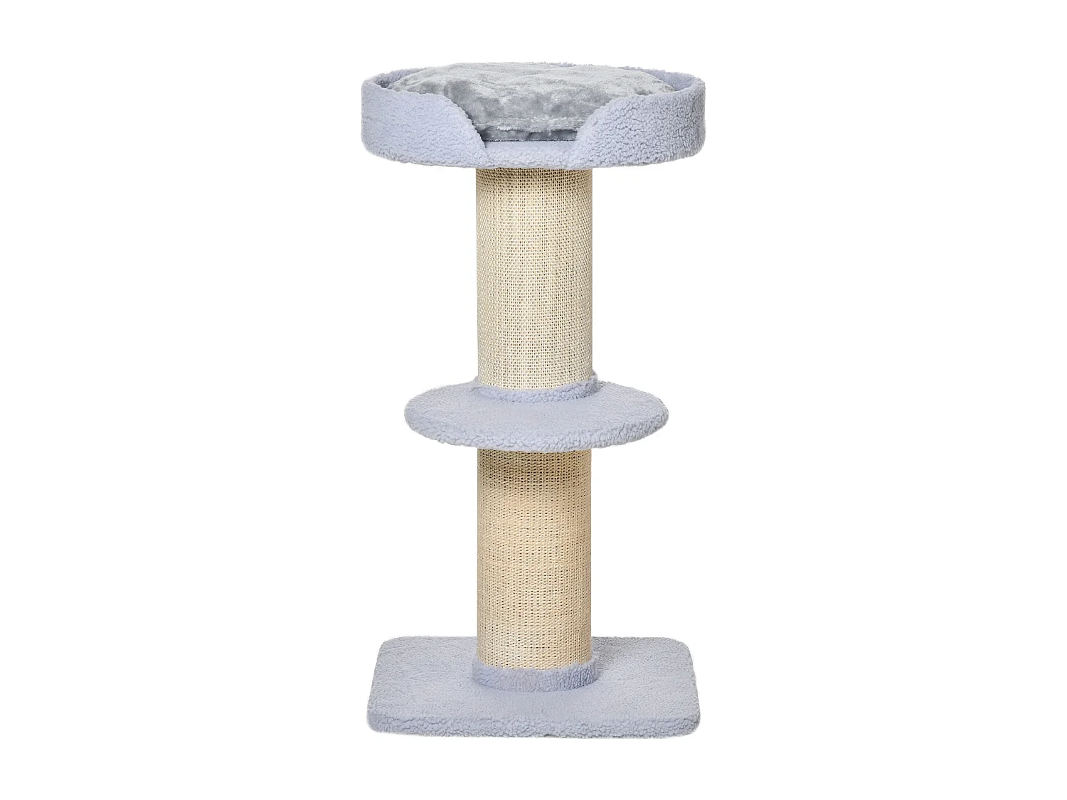 Tiragraffi per gatti con lettino, rivestimento peluche e palo in sisal