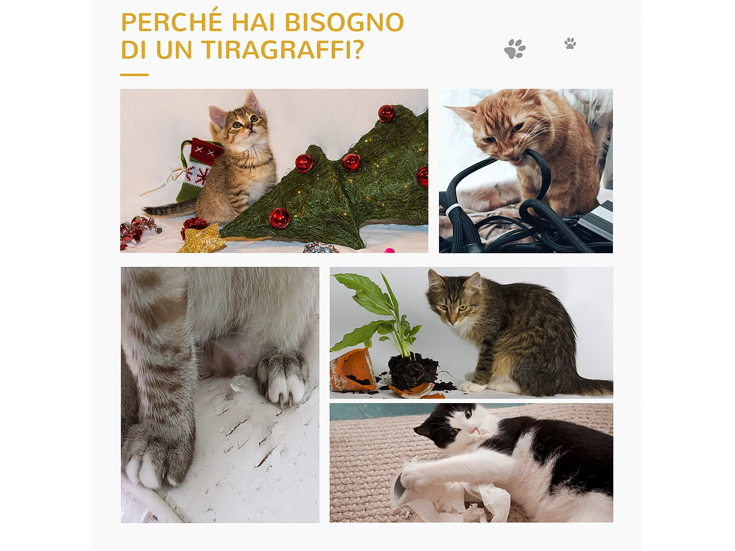 Set 2 tiragraffi per gatti da divan in sisal e poliestere 130x45cm grigio