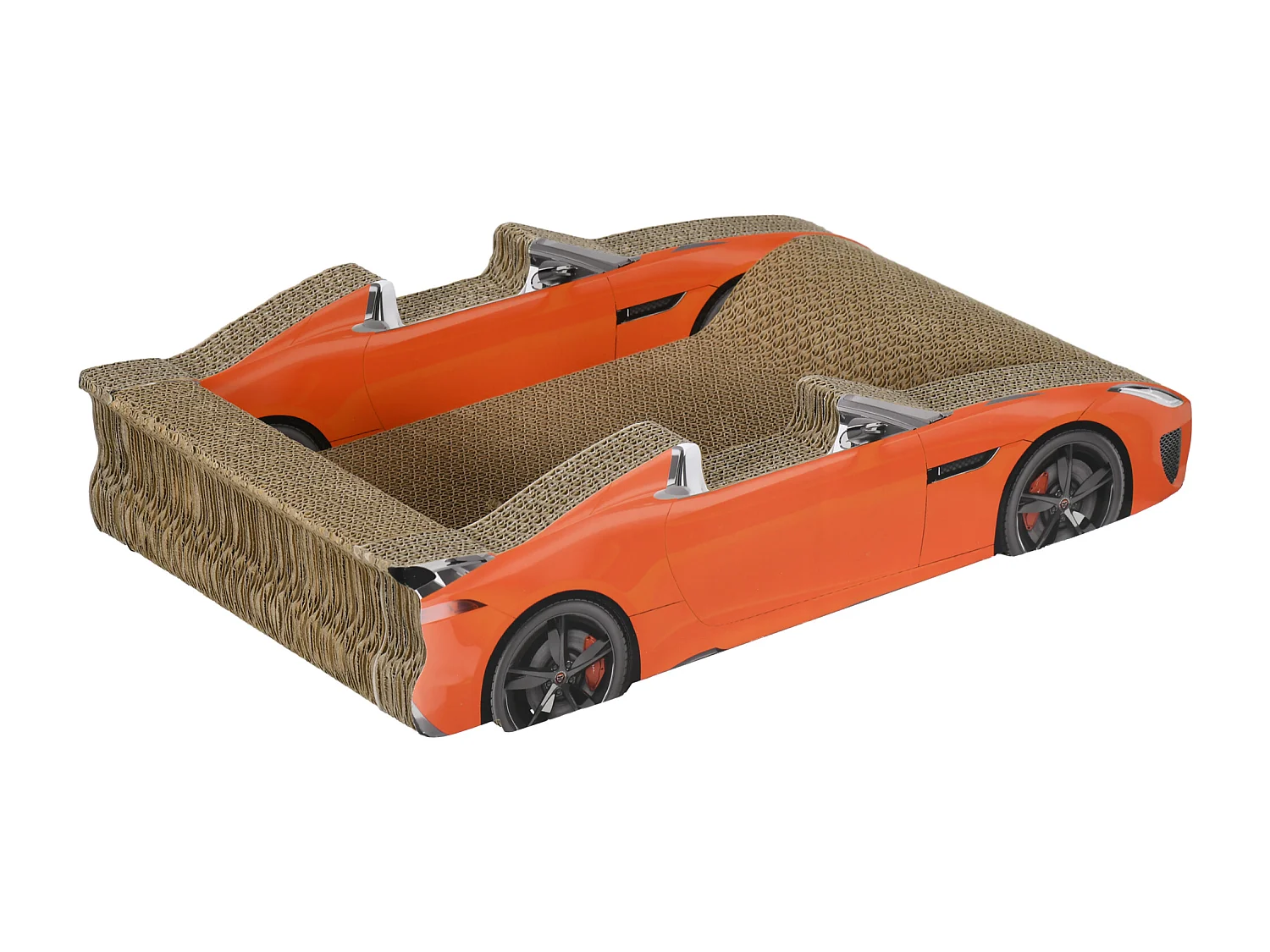 Cuccia per gatti tiragraffi a forma di auto in cartone ondulato rosso