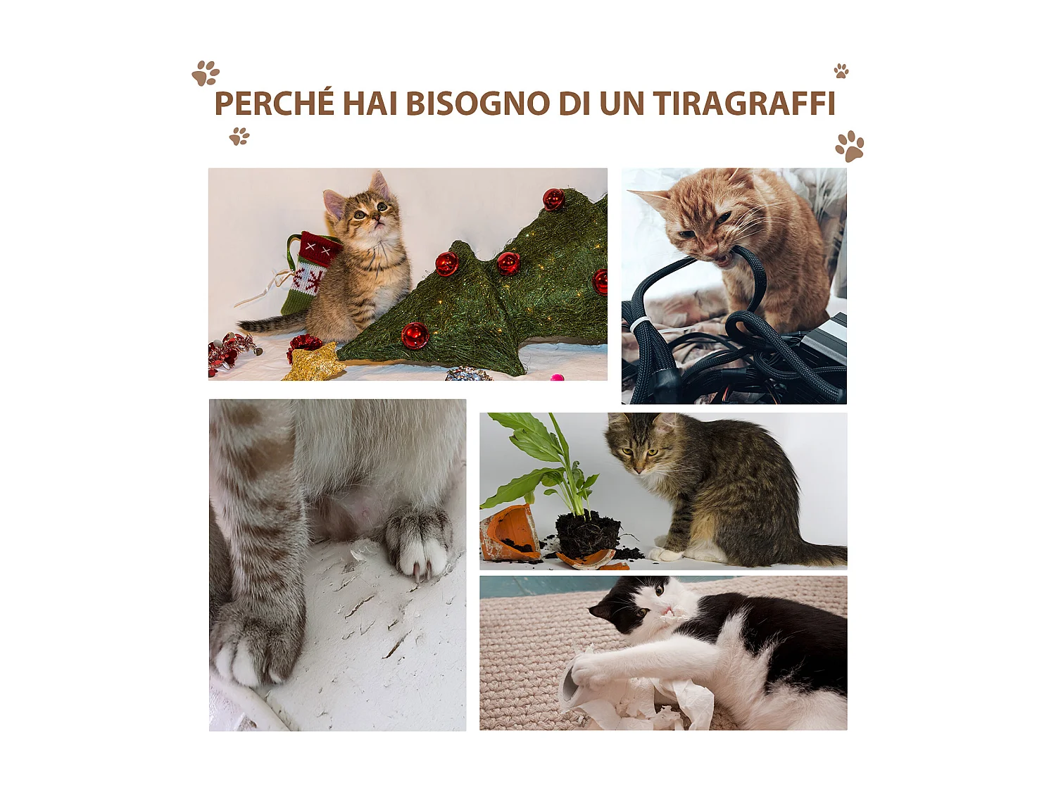 Albero tiragraffi per gatti con cuccia e cuscino rivestimento peluche