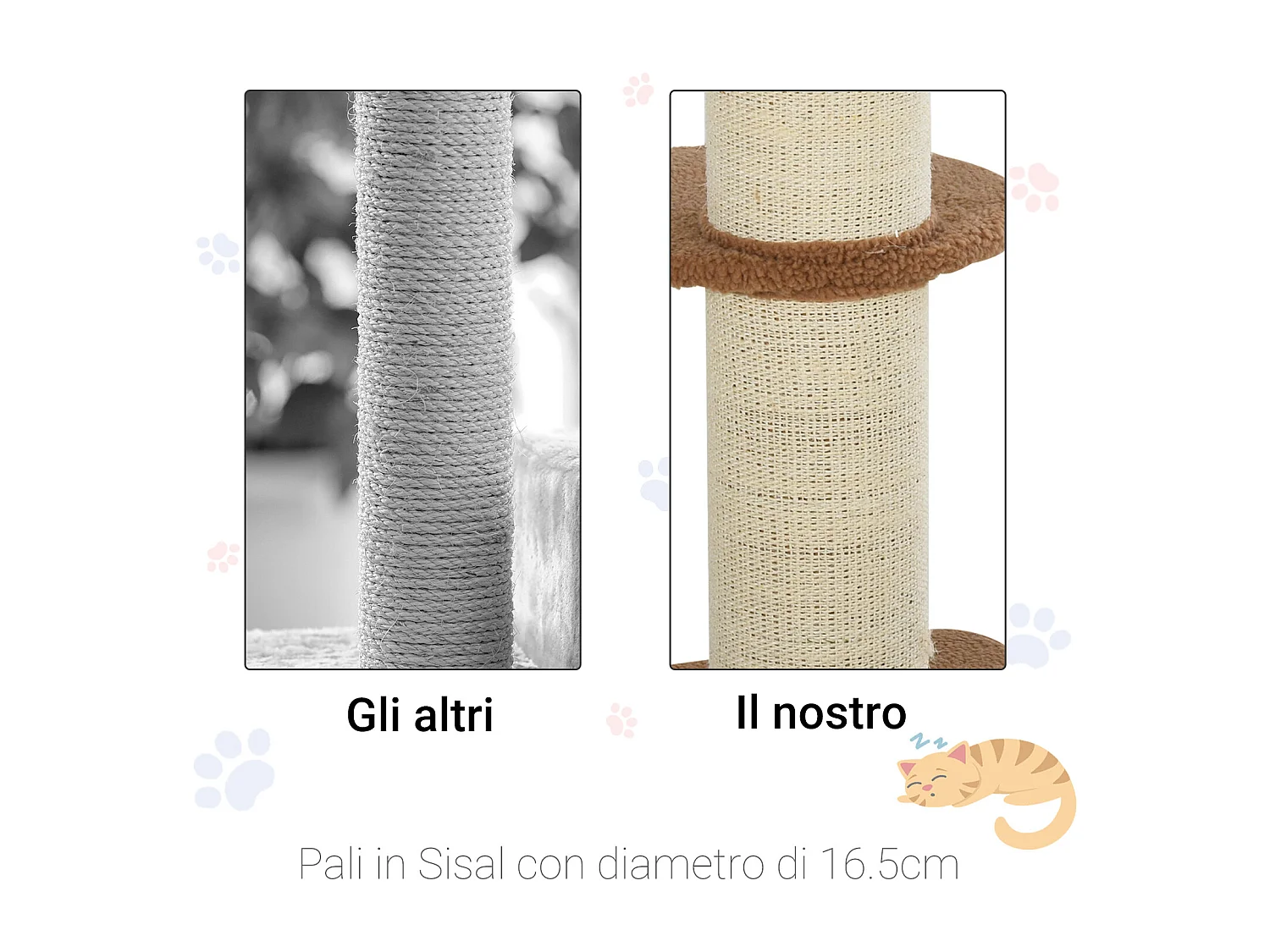 Albero tiragraffi per gatti con cuccia e cuscino rivestimento peluche