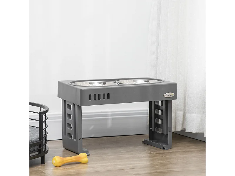 Set 2 ciotole per cani da 1.2l in abs e acciaio con gambe rimovibili