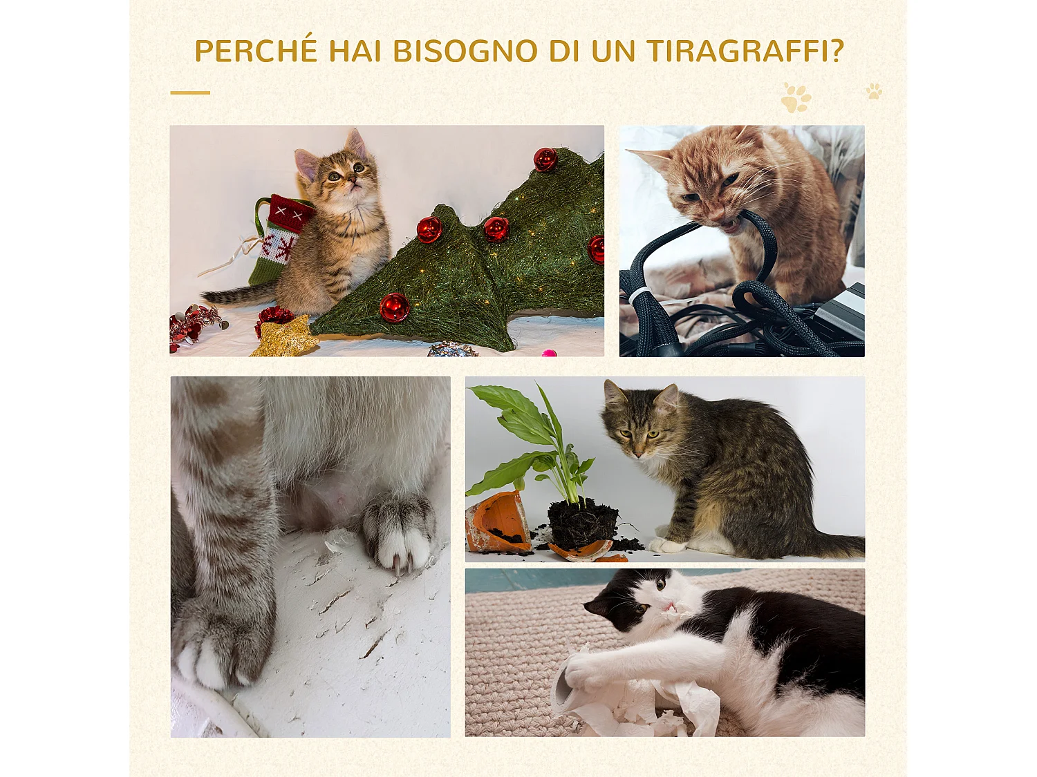 Tiragraffi per gatti con lettino pali sisal e rivestimento peluche grigio
