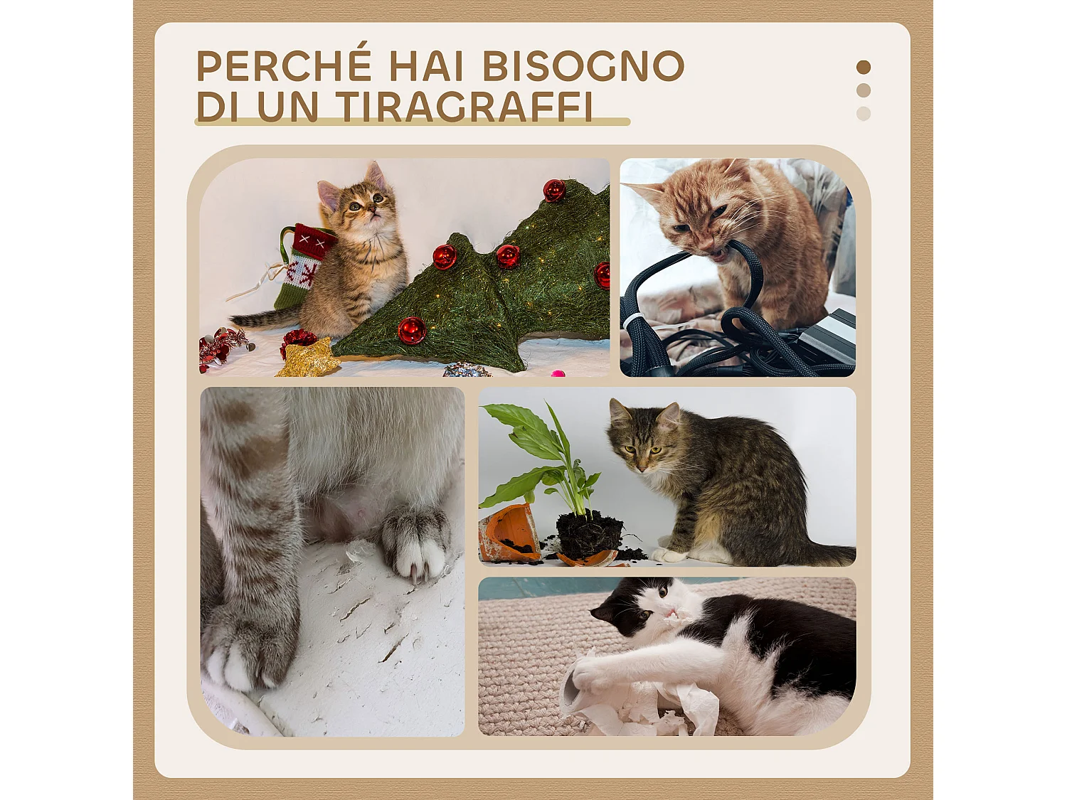 Tiragraffi per gatti con casetta, 2 piattaforme e pallina grigio