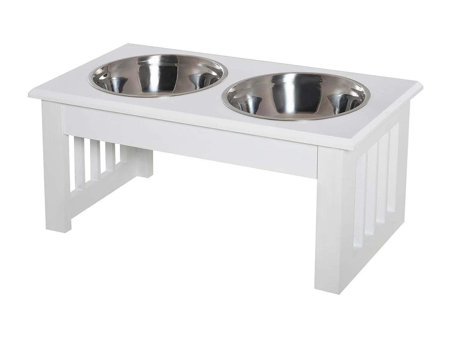 Ciotola rialzata per cani in acciaio inossidabile 2 piatti 44x24x15cm