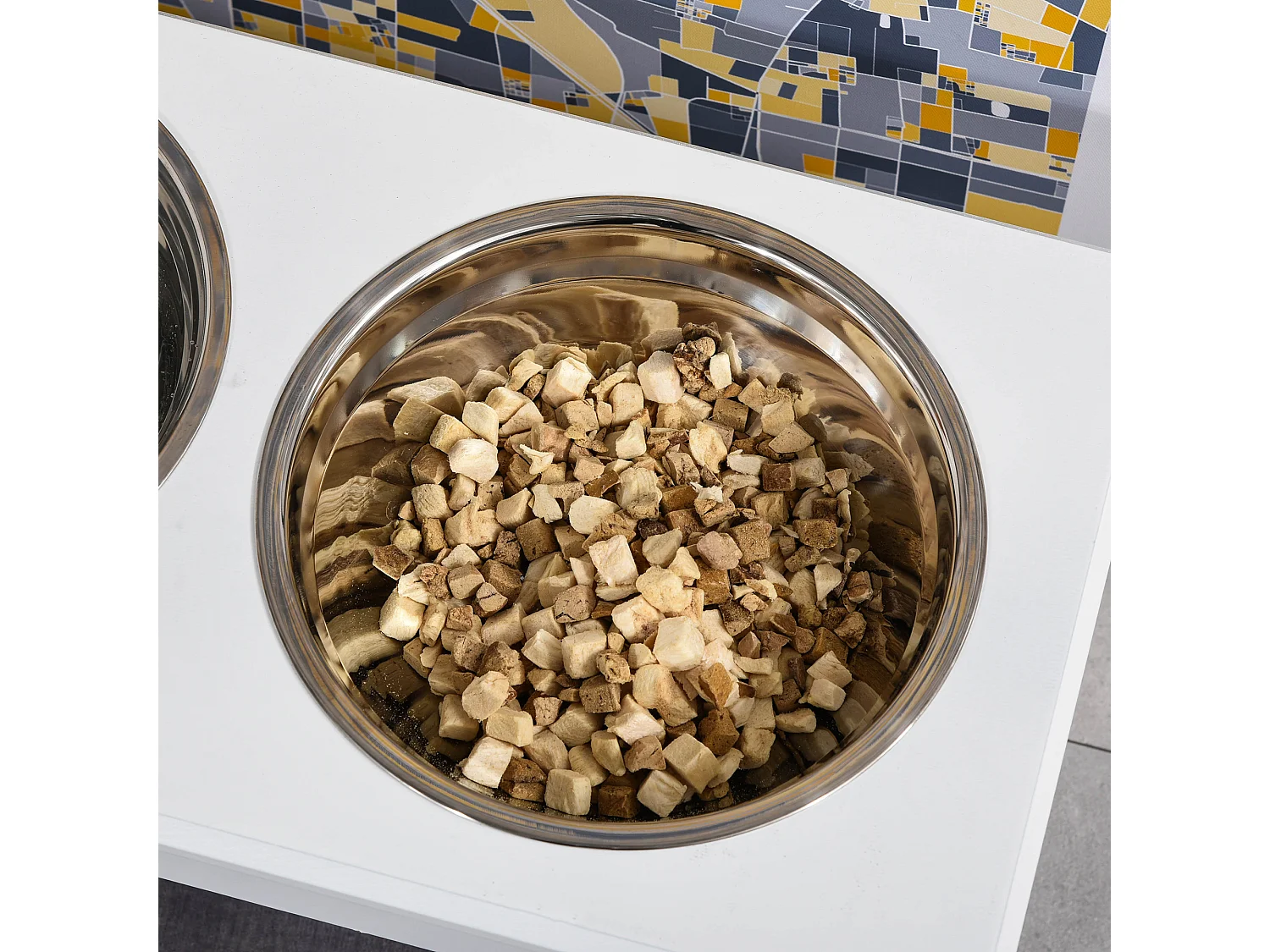 Ciotola rialzata per cani in acciaio inossidabile 2 piatti 44x24x15cm