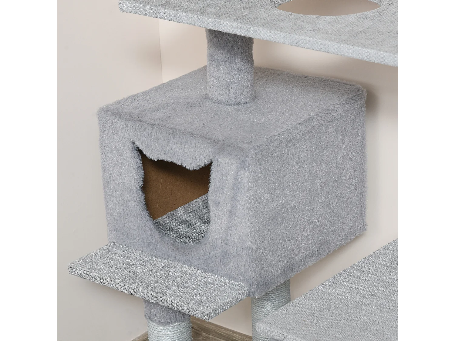 Palestra per gatti multilivello con casetta e tiragraffi corda di juta