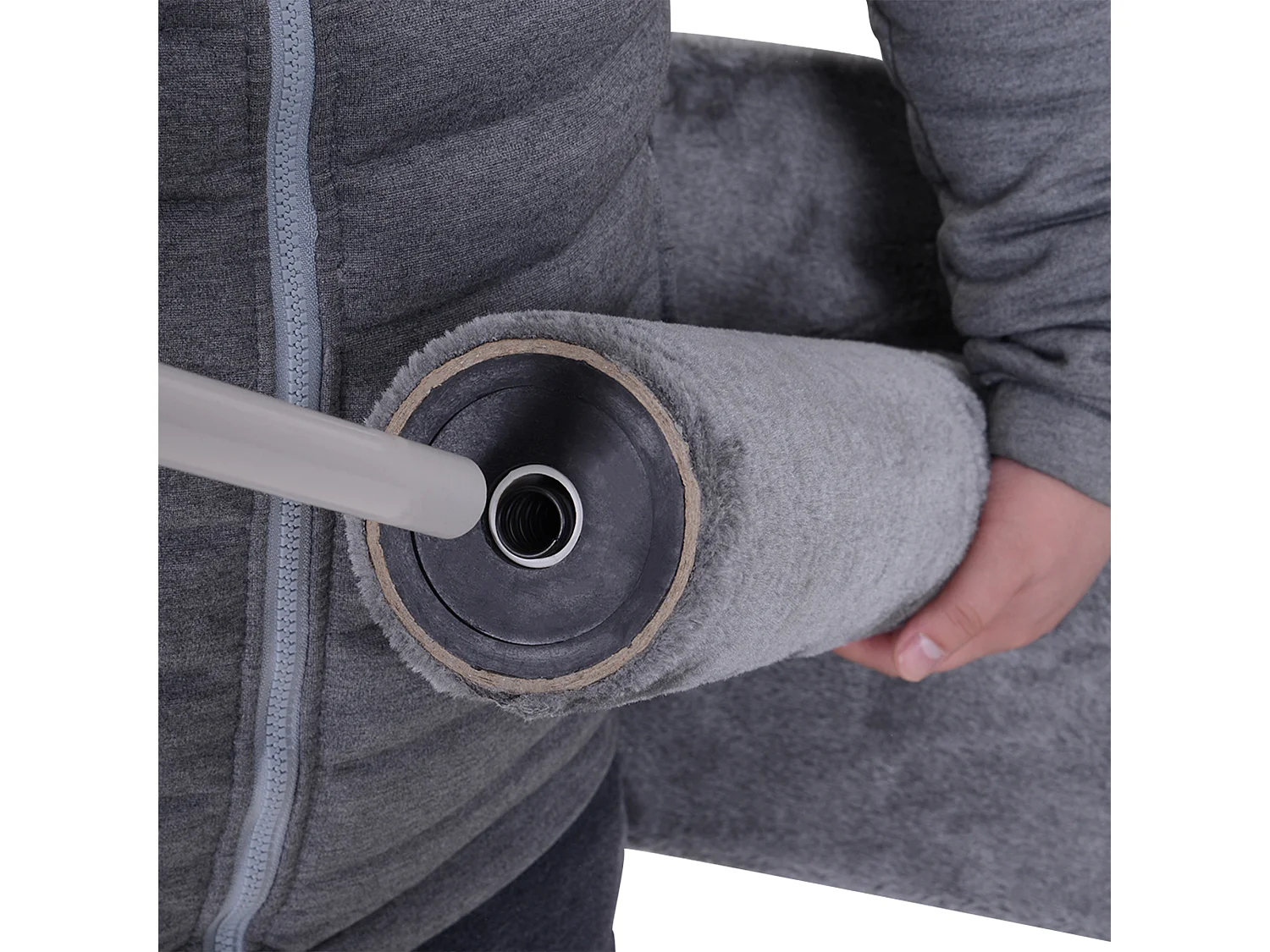 Albero tiragraffi a 4 livelli ad altezza regolabile in truciolato grigio